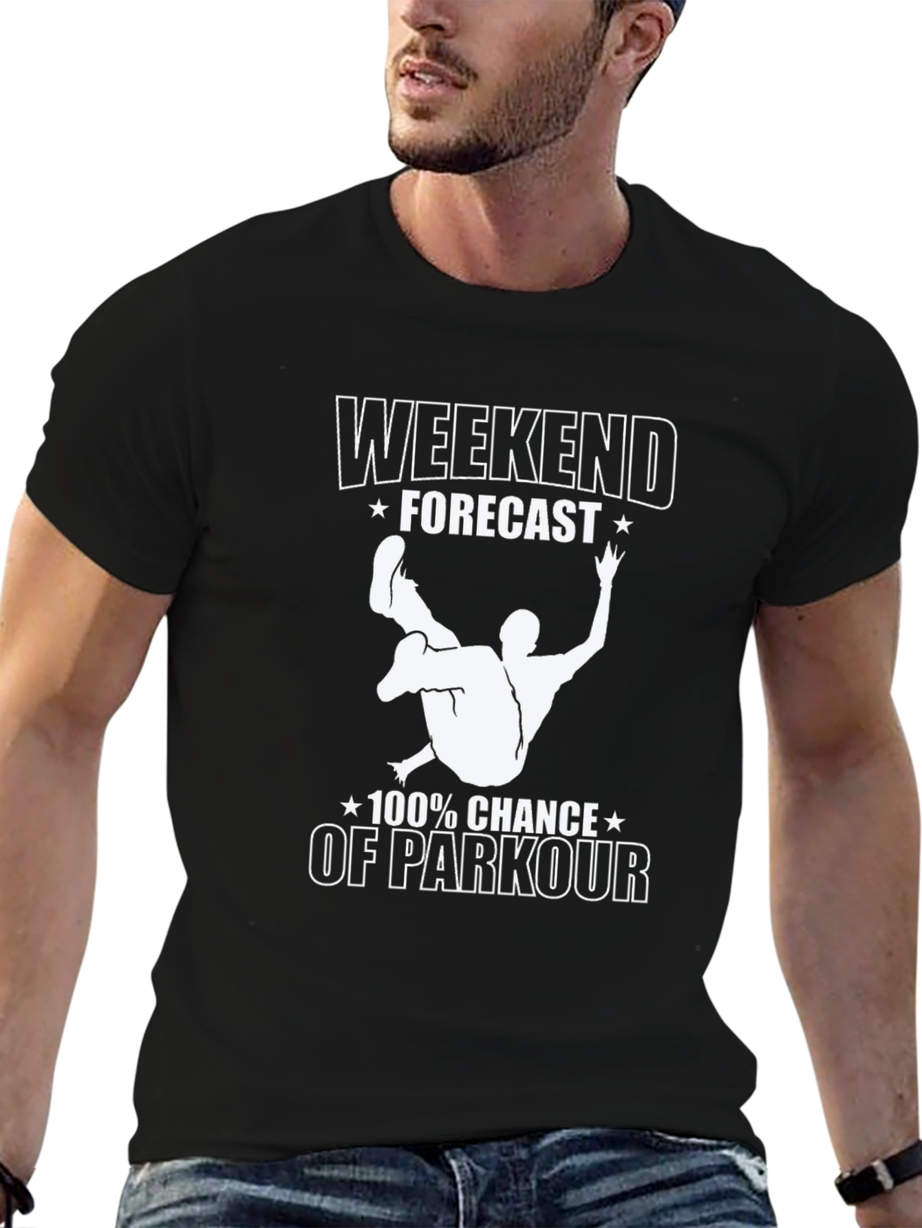 Parkour Forecast Graphic T-Shirt - Black Cotton Tee