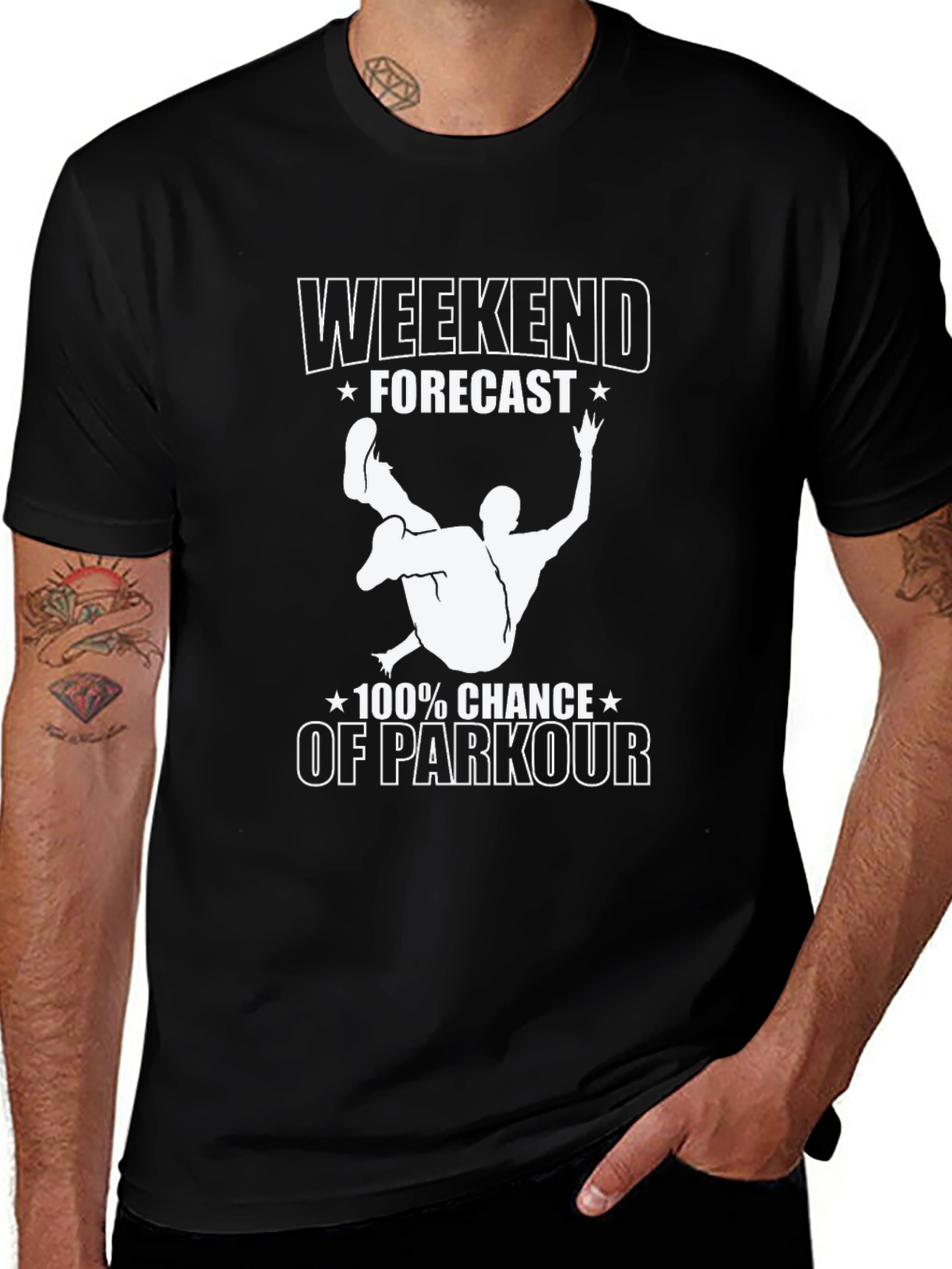 Parkour Forecast Graphic T-Shirt - Black Cotton Tee