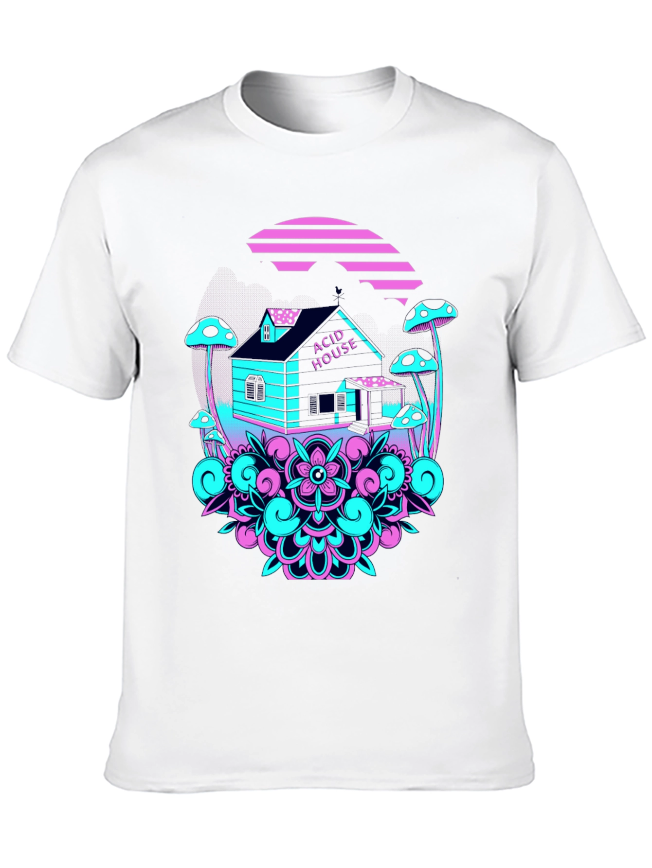 Acid House Graphic Tee - Black Crew Neck T-Shirt