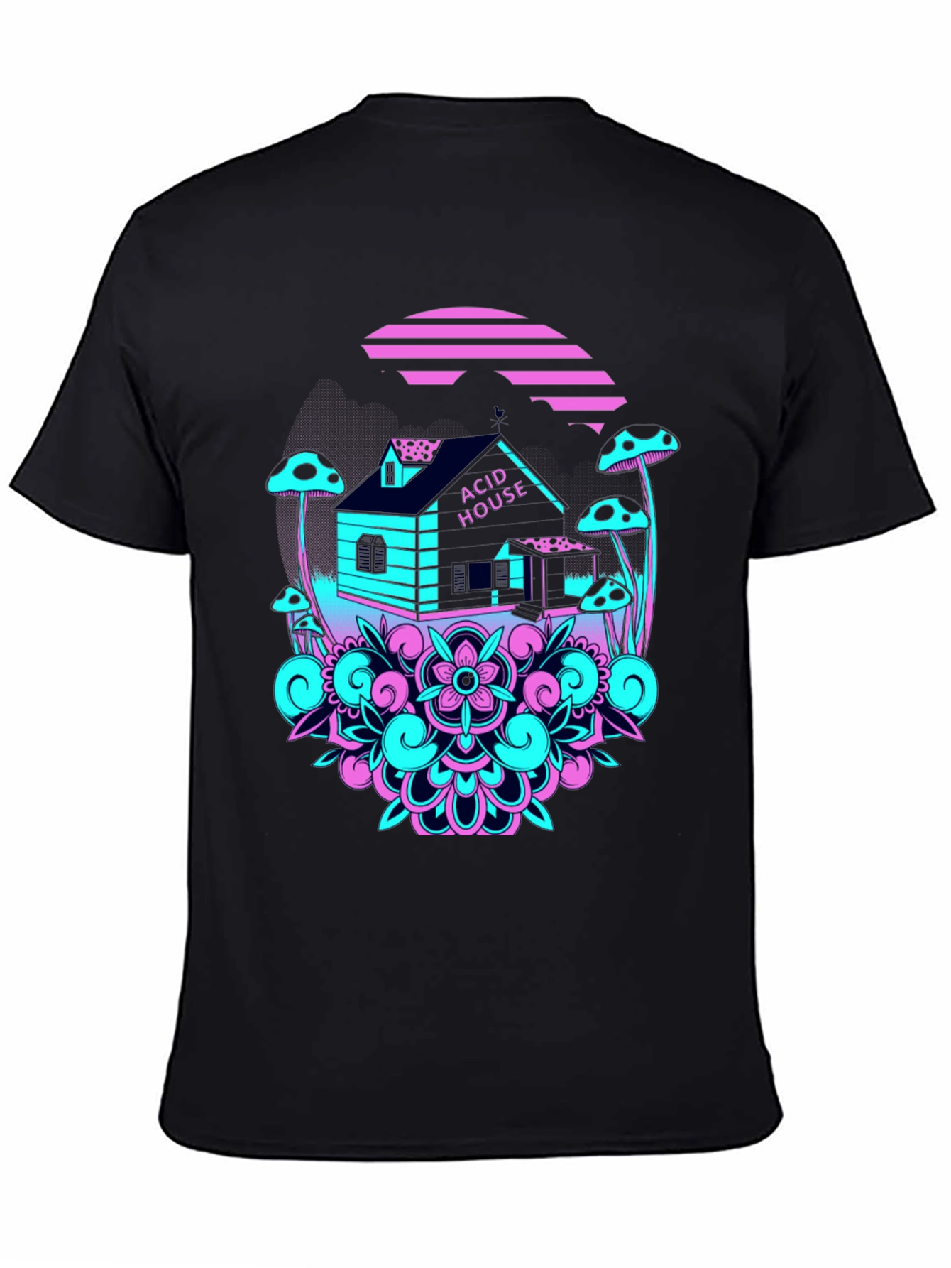 Acid House Graphic Tee - Black Crew Neck T-Shirt
