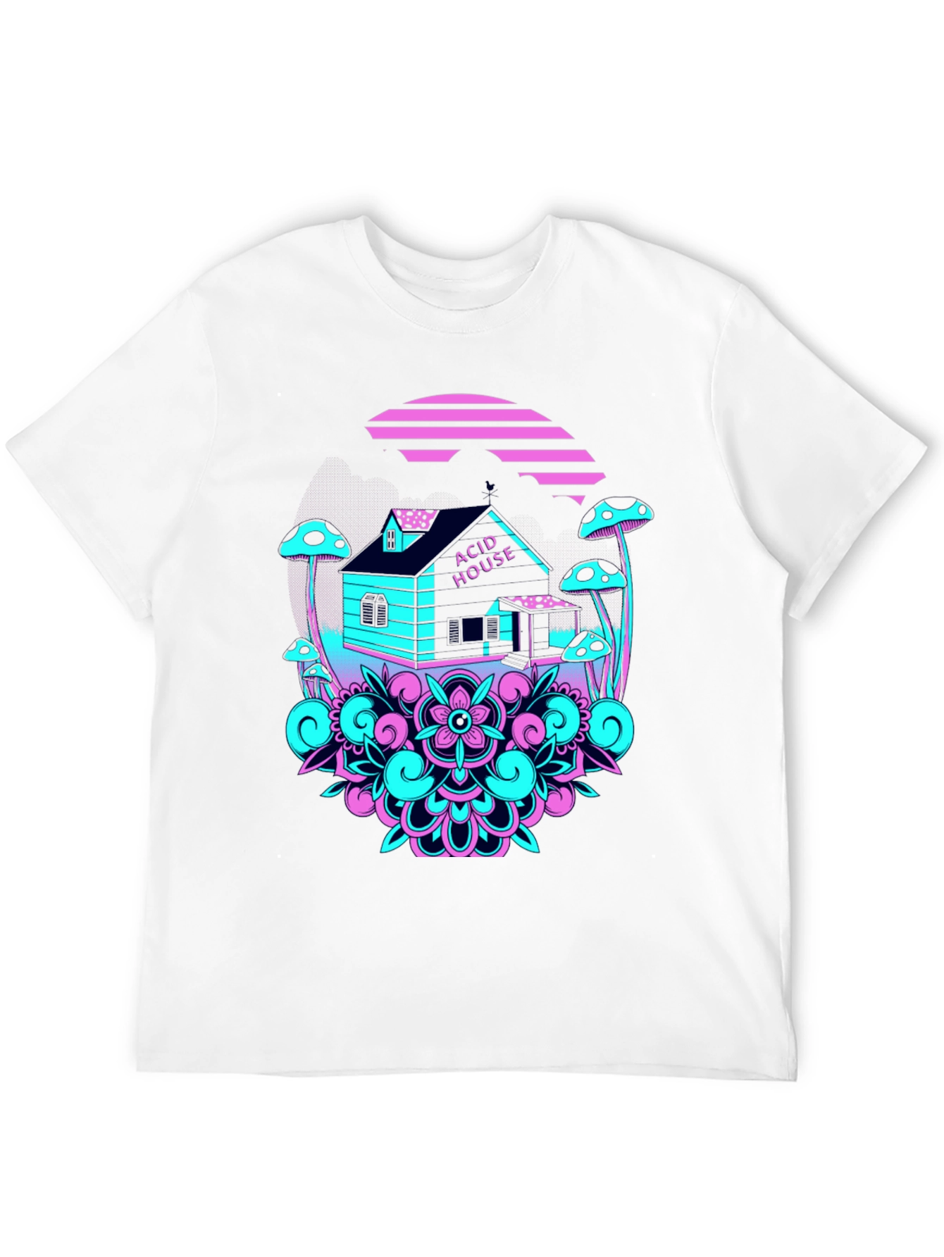 Acid House Graphic Tee - Black Crew Neck T-Shirt