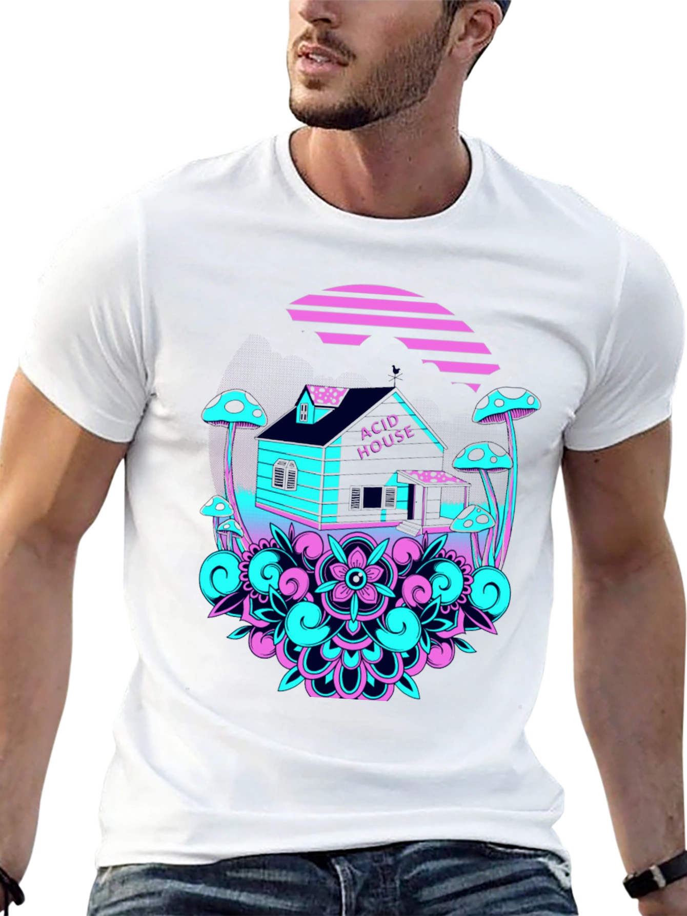Acid House Graphic Tee - Black Crew Neck T-Shirt