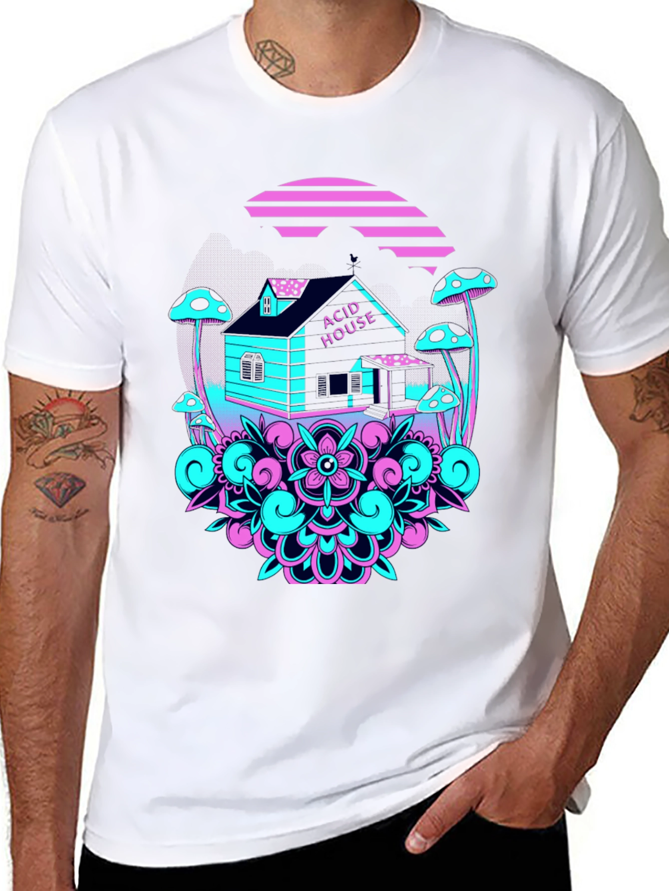 Acid House Graphic Tee - Black Crew Neck T-Shirt
