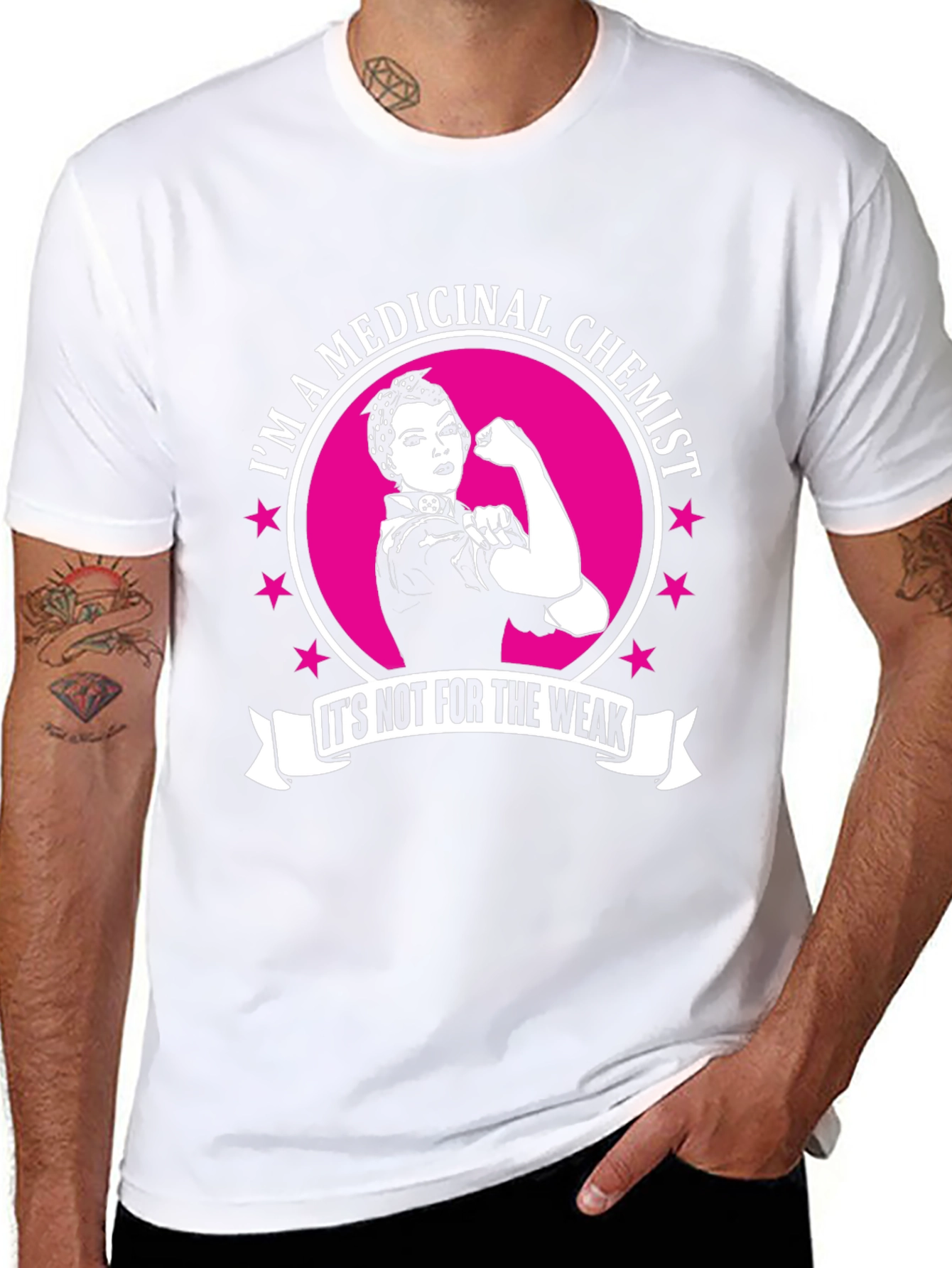 Medicinal Chemist Rosie the Riveter Style Black T-Shirt