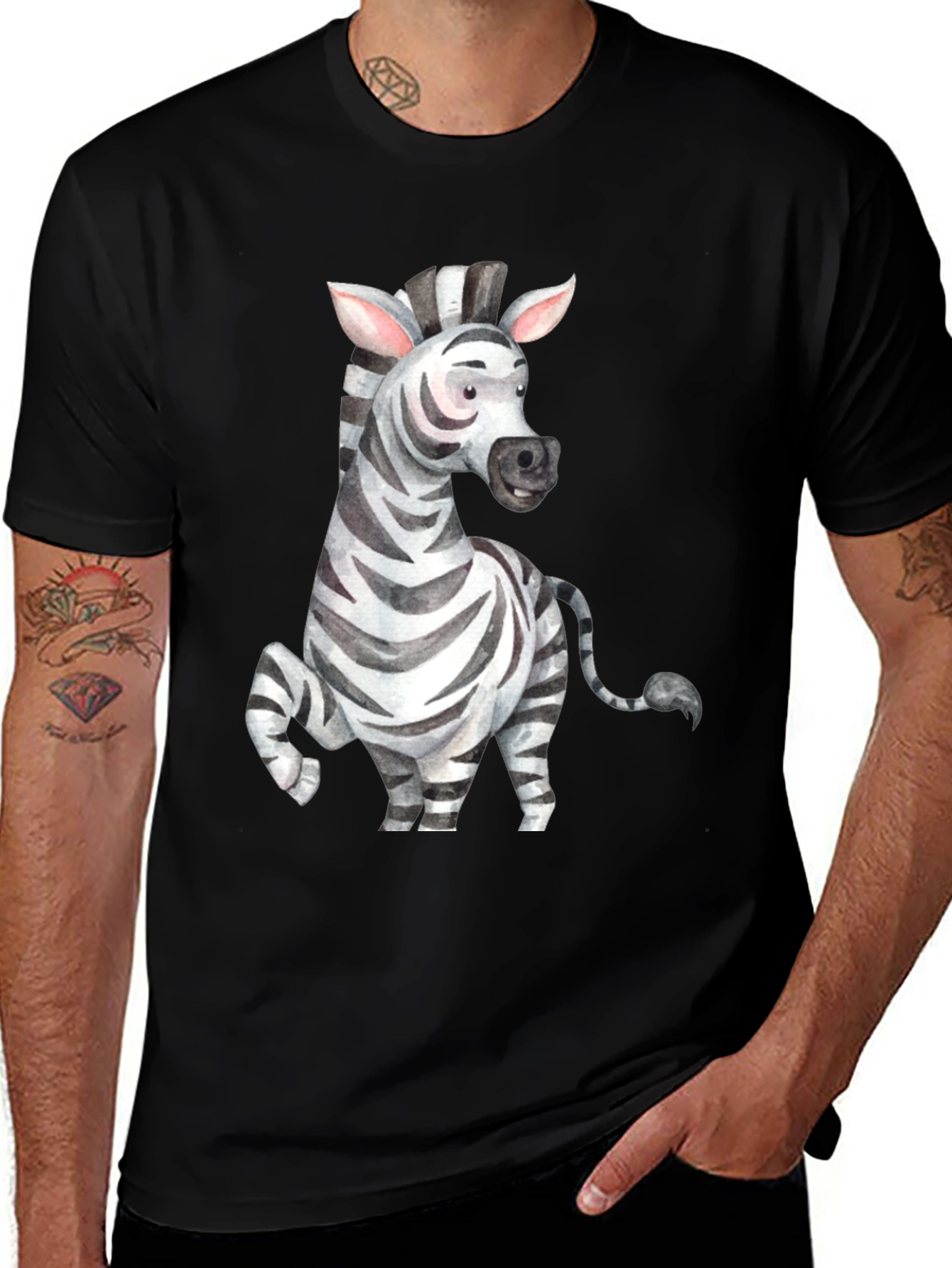 Zebra Graphic Tee - Mens Black T-Shirt