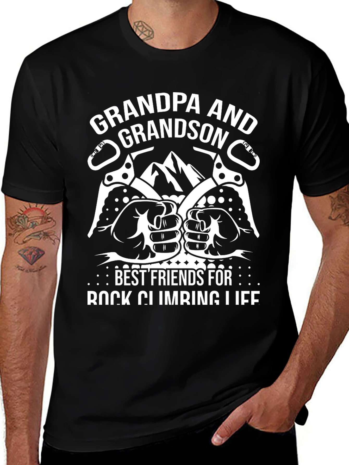 Grandpa and Grandson Rock Climbing T-Shirt