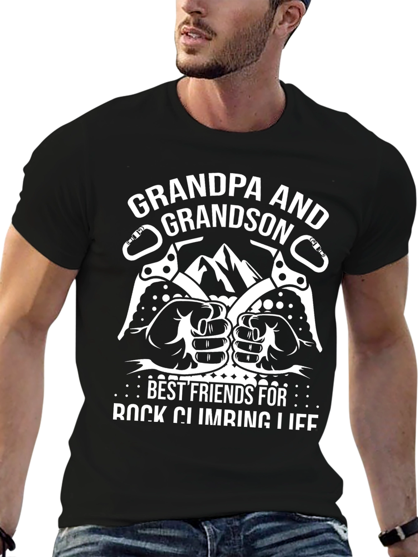Grandpa and Grandson Rock Climbing T-Shirt