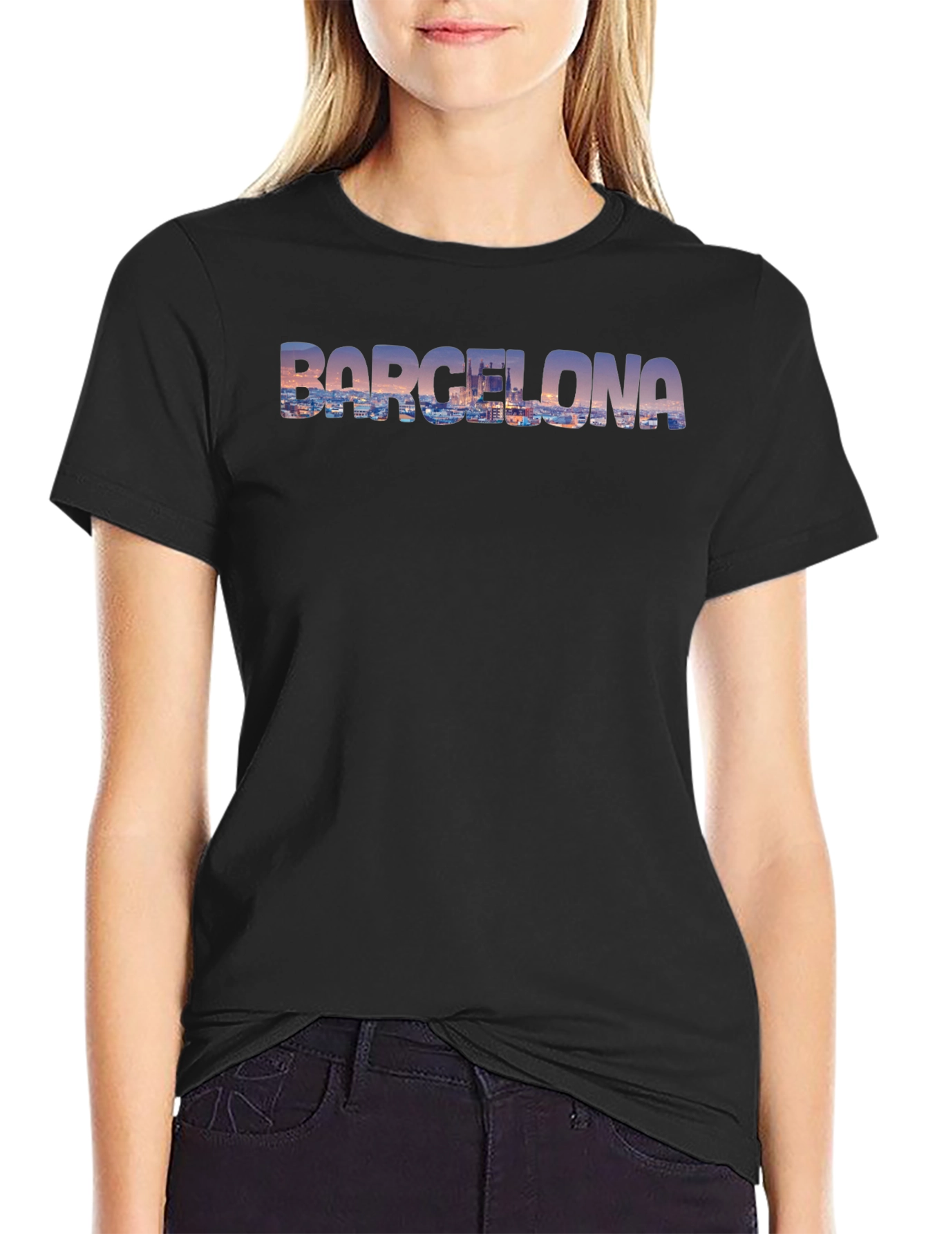 Barcelona Cityscape Mens Graphic Tee