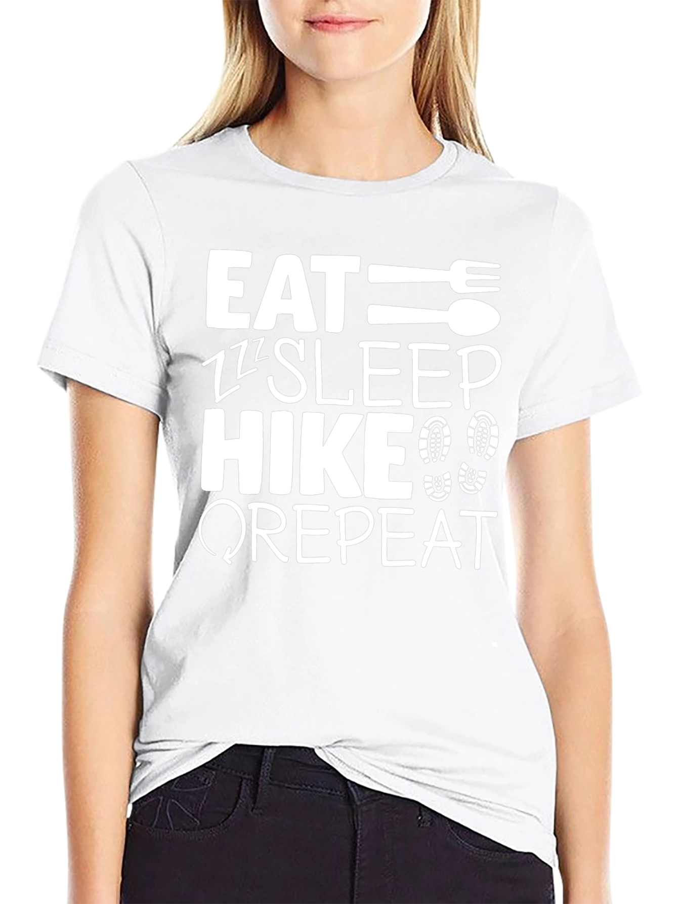 Eat Sleep Hike Repeat Black Graphic T-Shirt