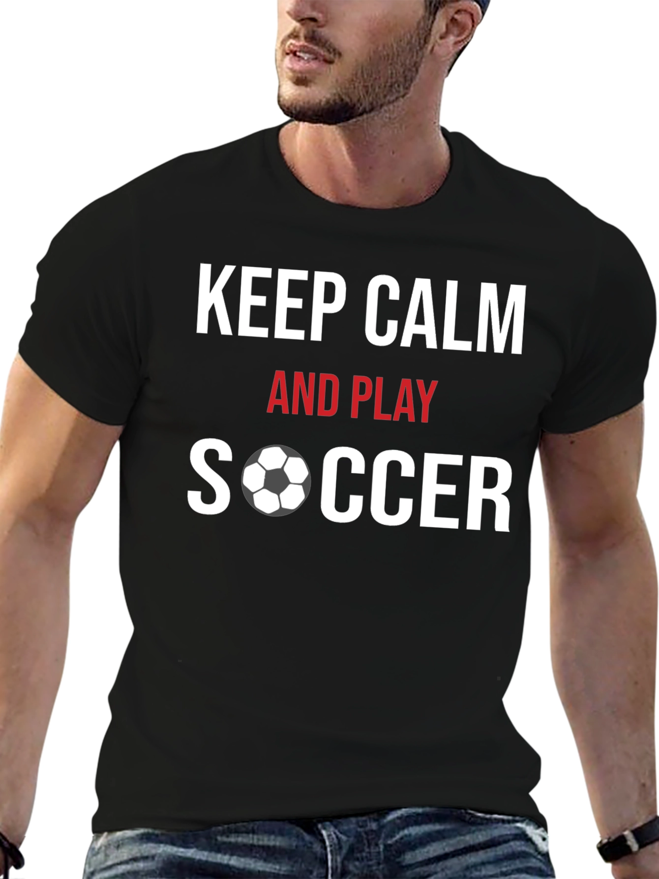 Keep Calm & Play Soccer Graphic T-Shirt