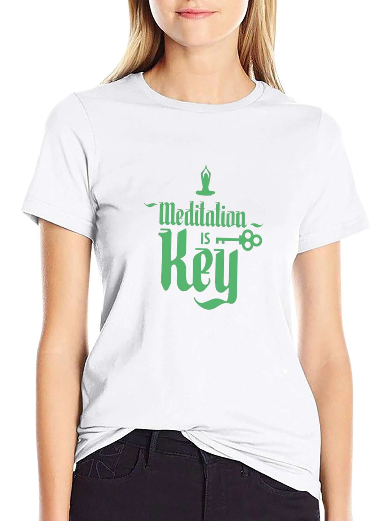Meditation is Key Graphic T-Shirt - Black