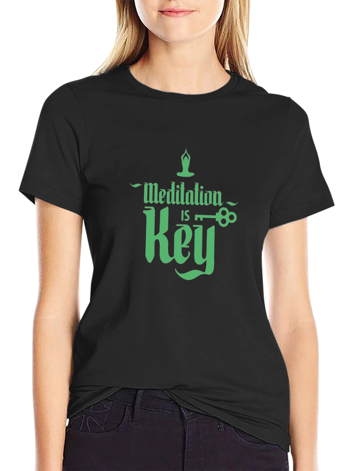 Meditation is Key Graphic T-Shirt - Black