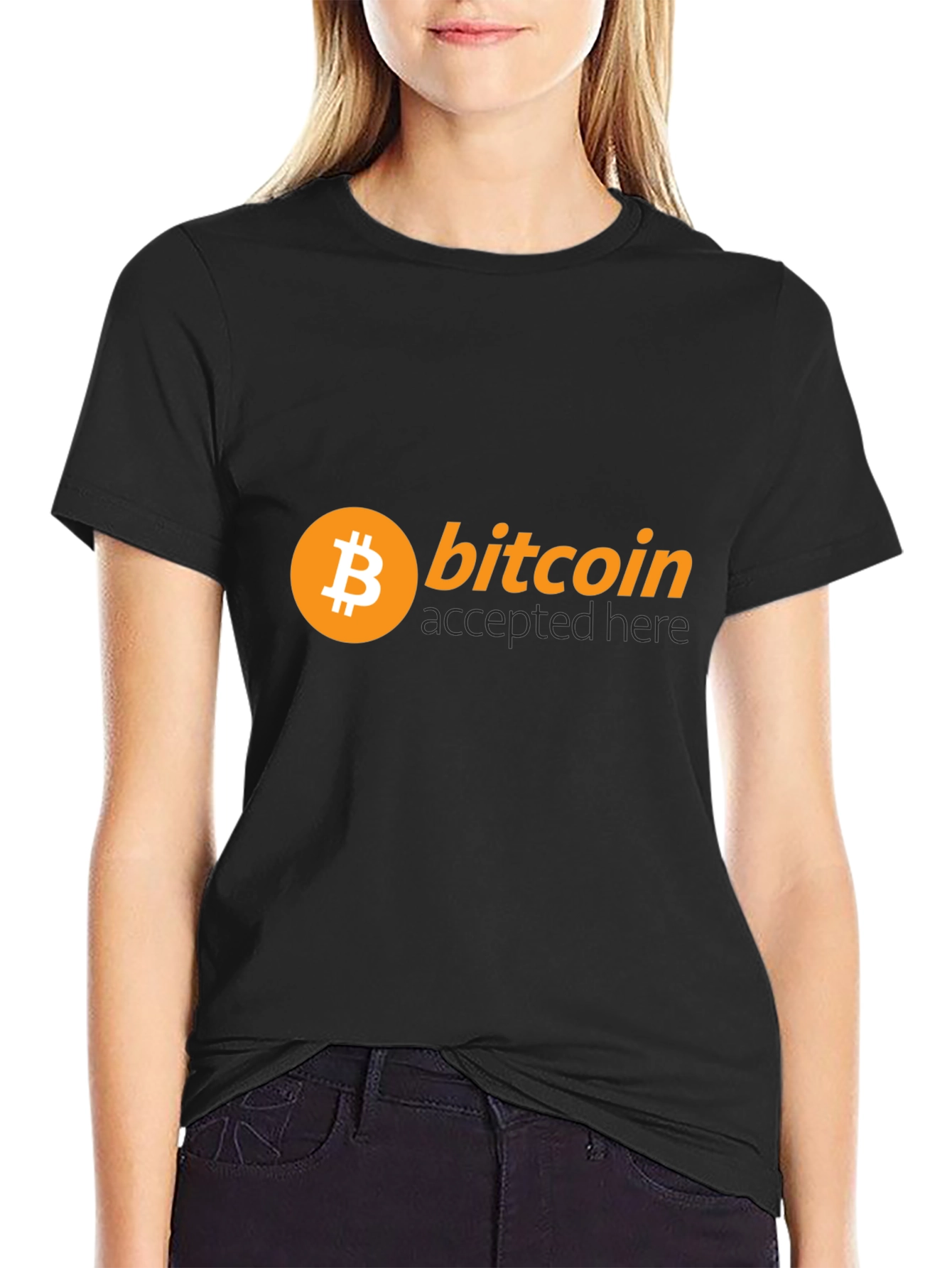 Bitcoin Accepted Here Black T-Shirt - Crypto Currency Tee