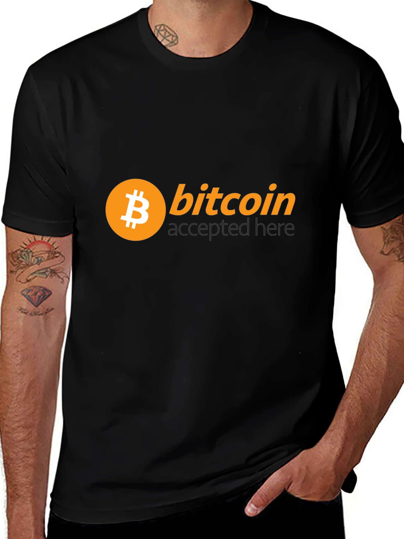 Bitcoin Accepted Here Black T-Shirt - Crypto Currency Tee