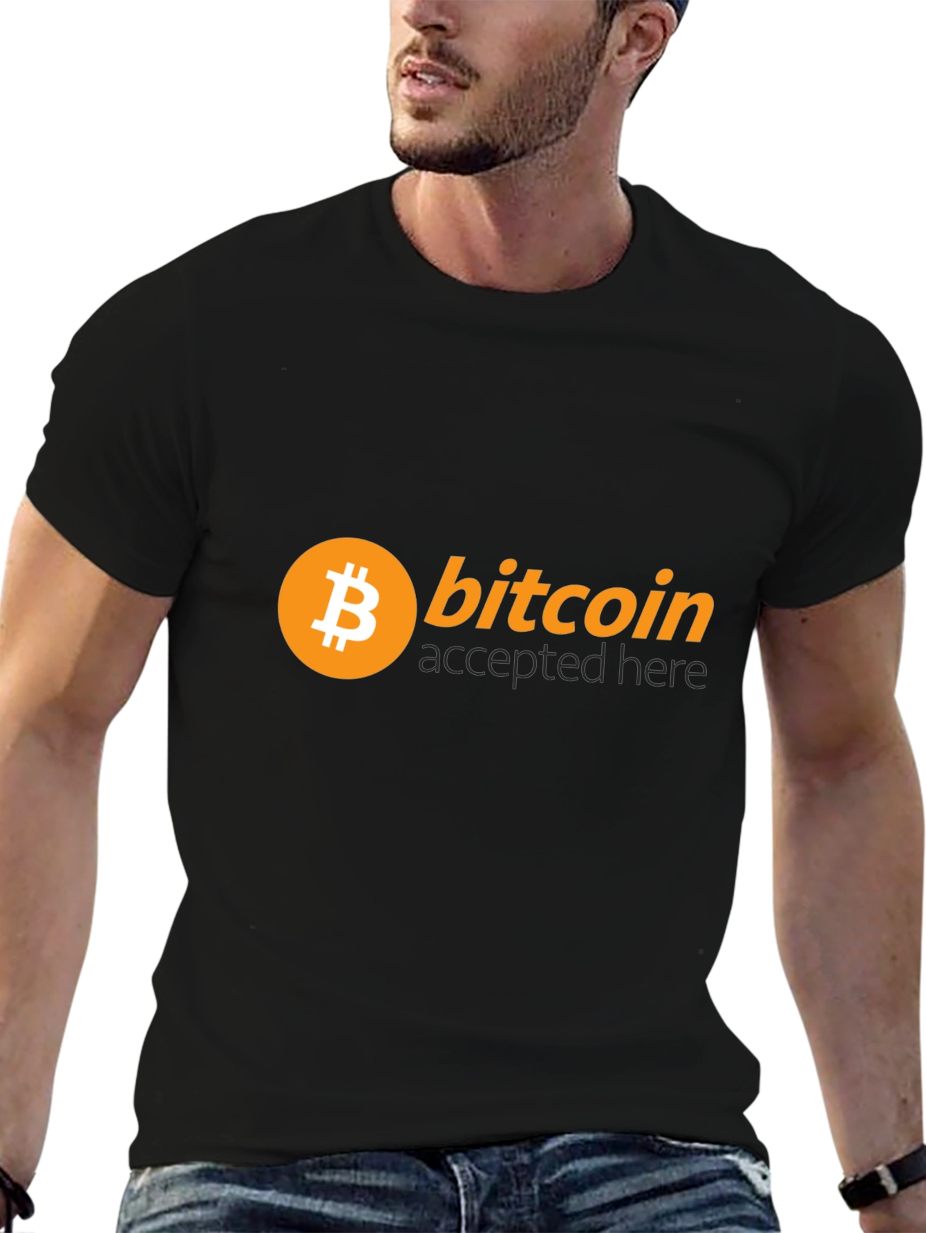 Bitcoin Accepted Here Black T-Shirt - Crypto Currency Tee