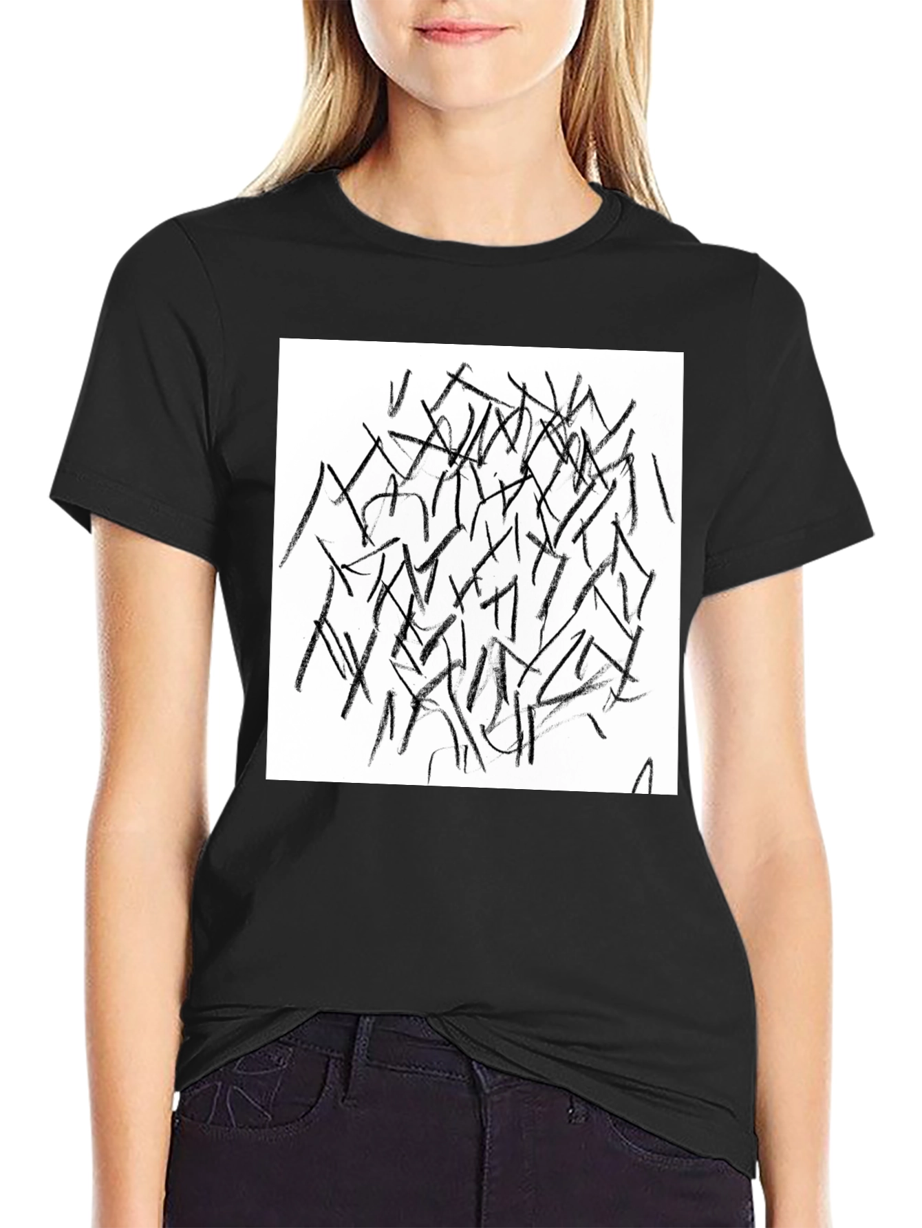 Abstract Lines Black T-Shirt