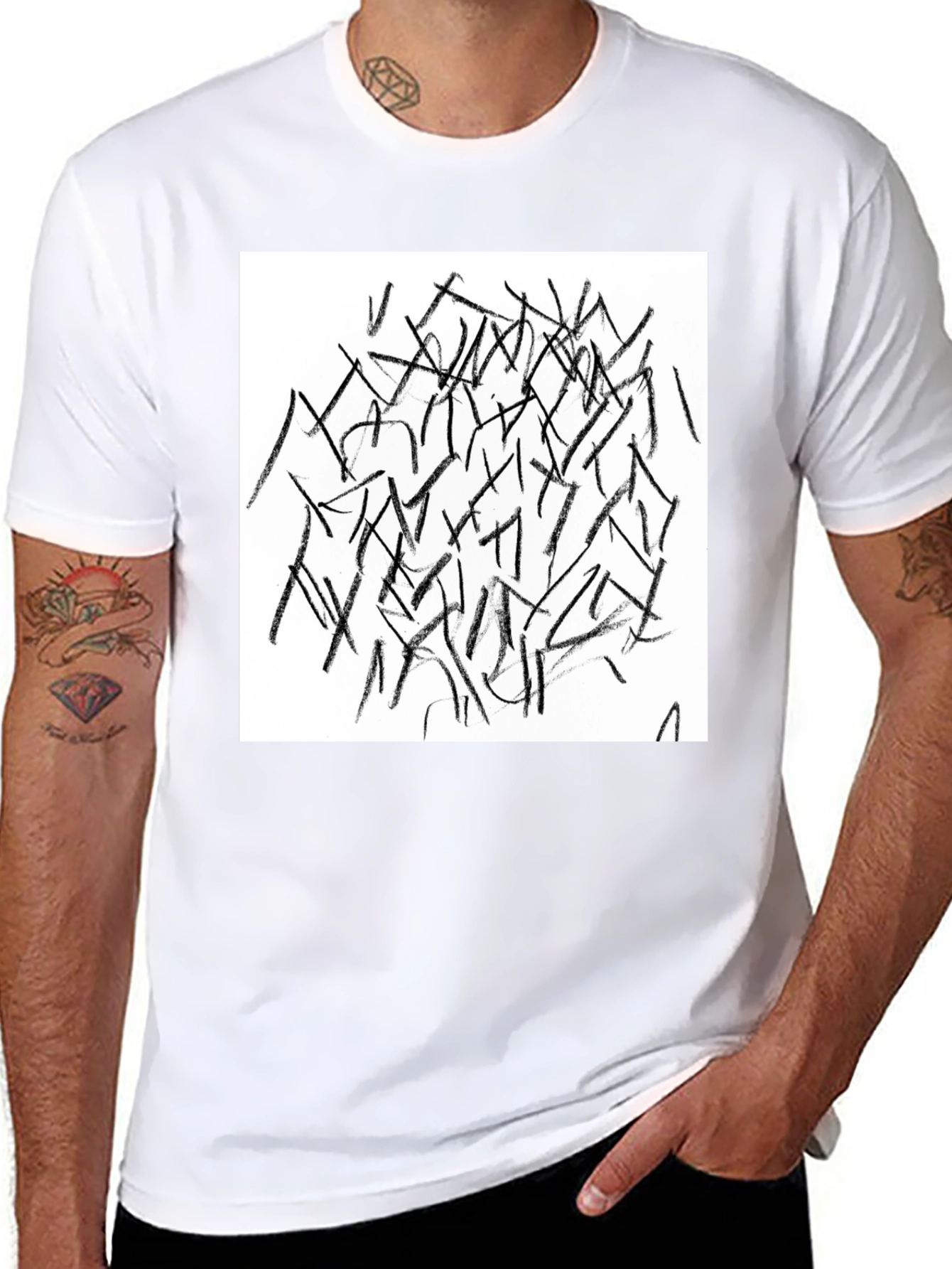 Abstract Lines Black T-Shirt