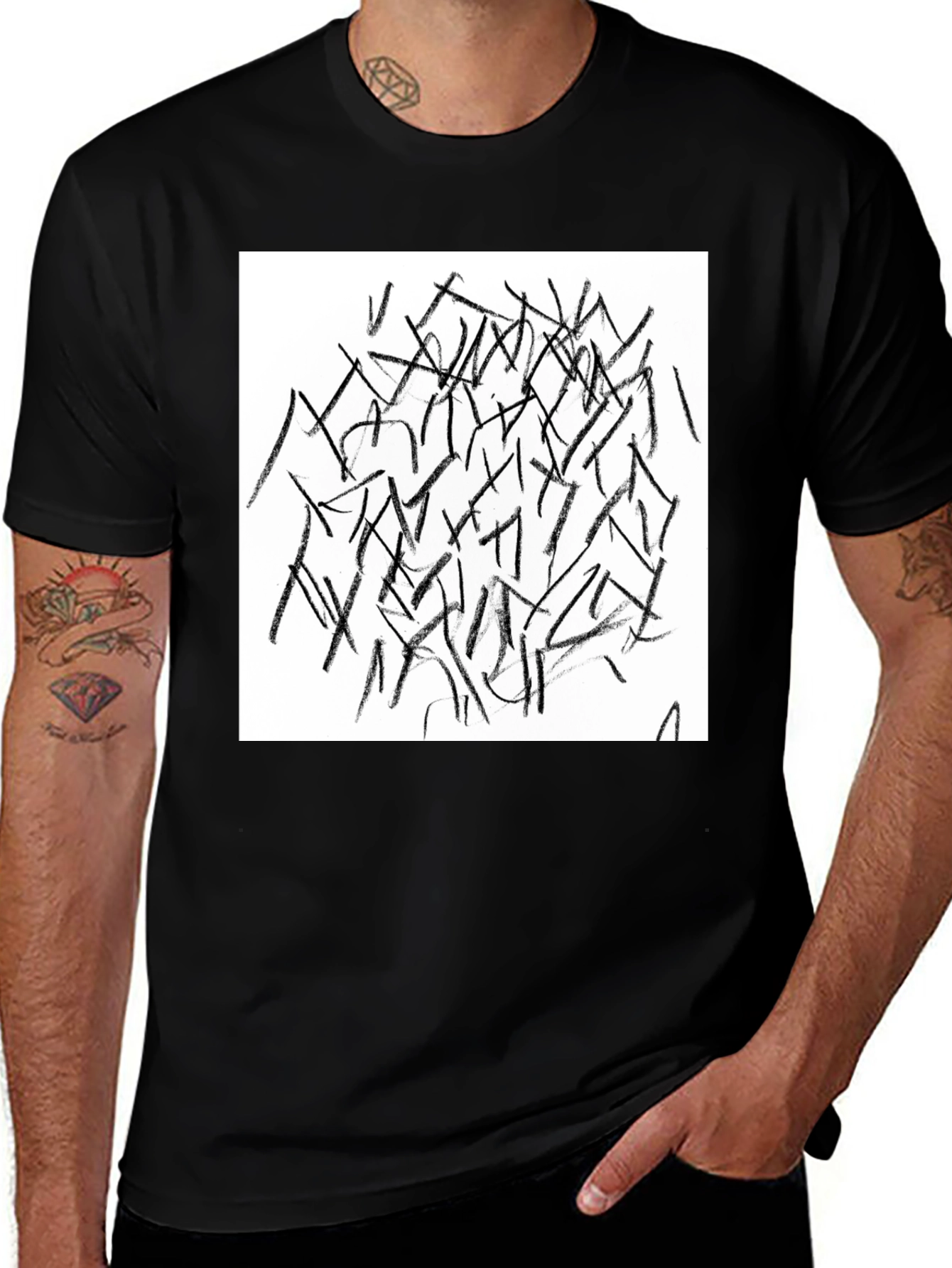 Abstract Lines Black T-Shirt