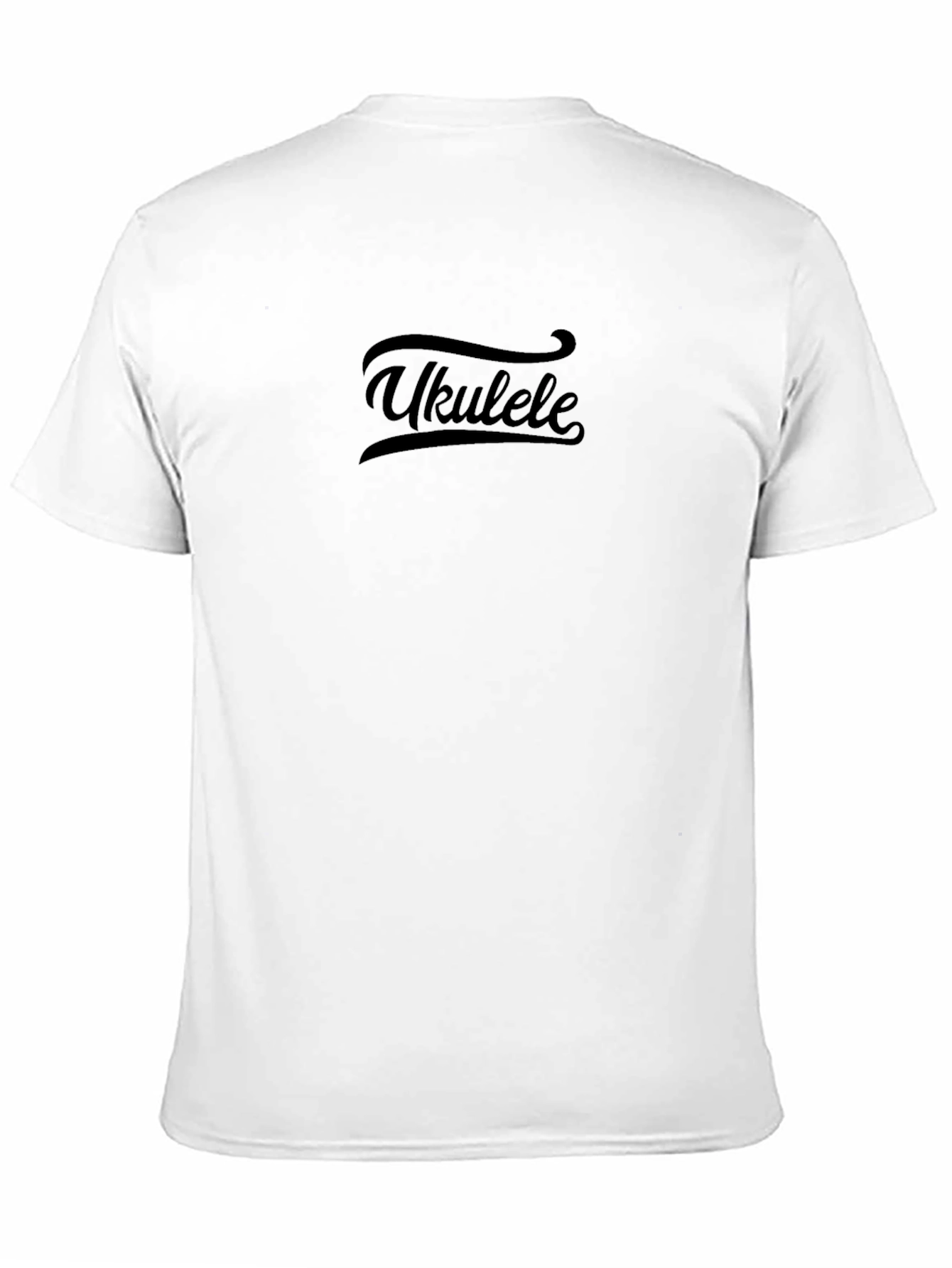 Ukulele Graphic Tee - Solid Black Crew Neck T-Shirt