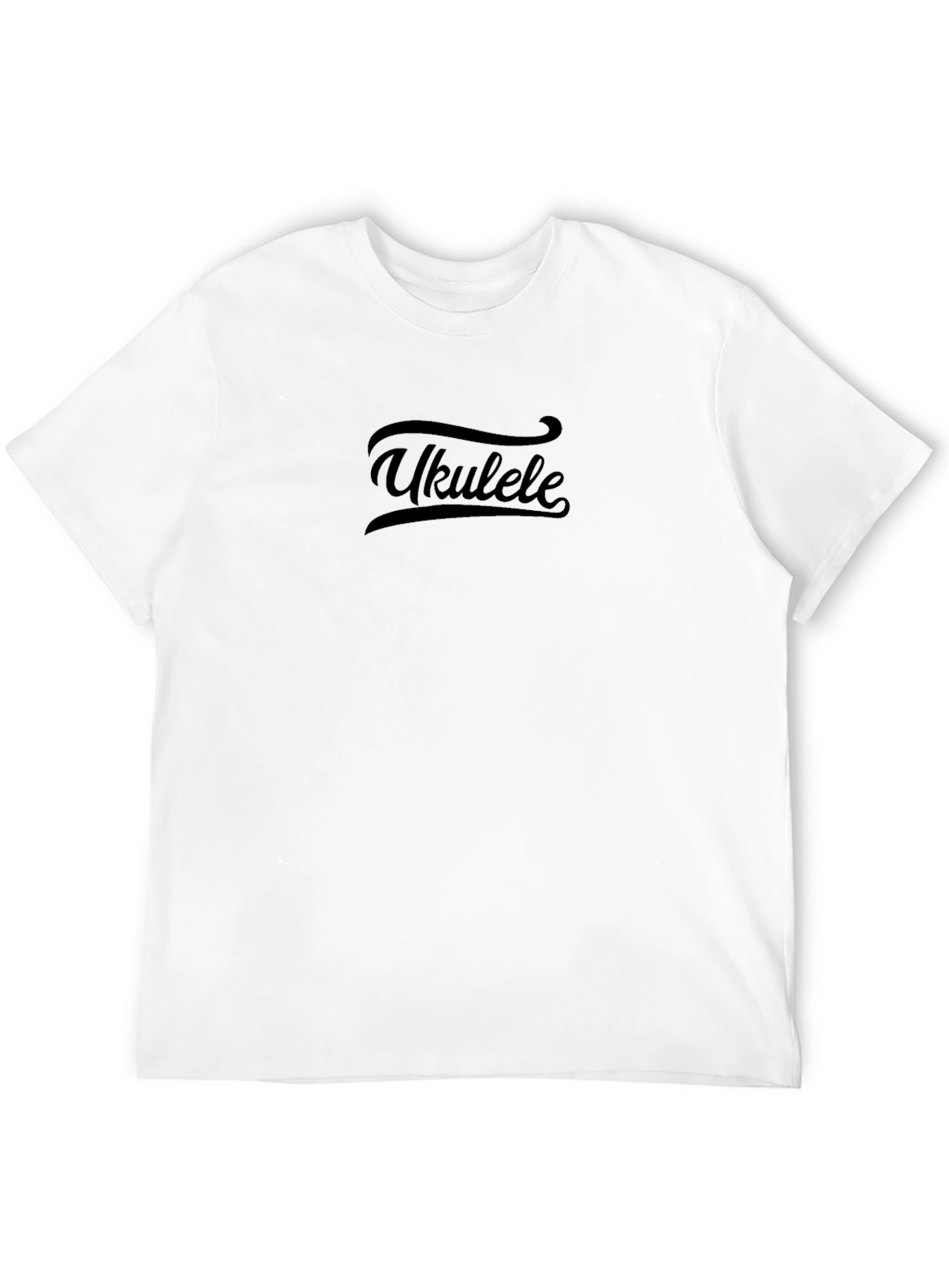 Ukulele Graphic Tee - Solid Black Crew Neck T-Shirt
