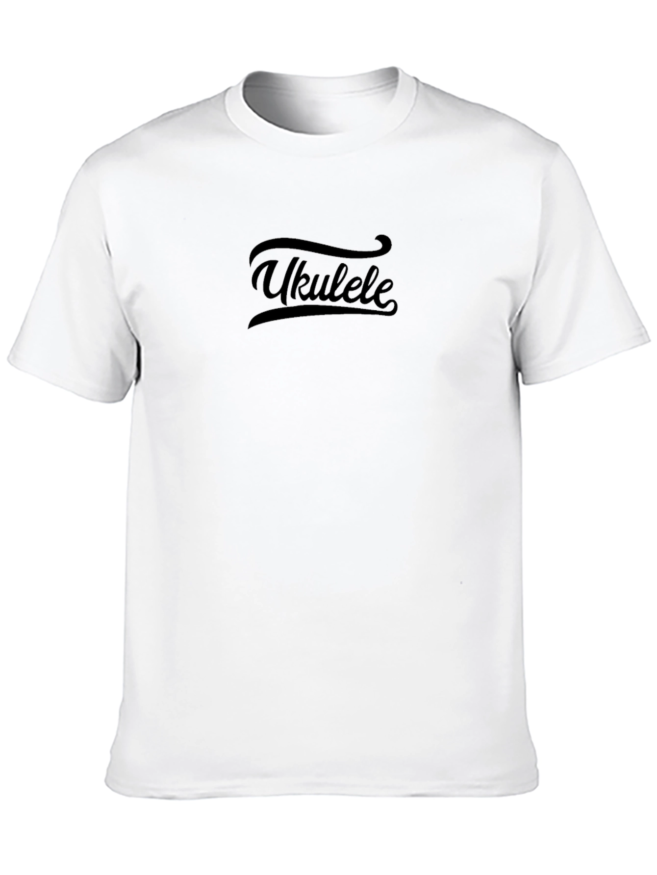 Ukulele Graphic Tee - Solid Black Crew Neck T-Shirt