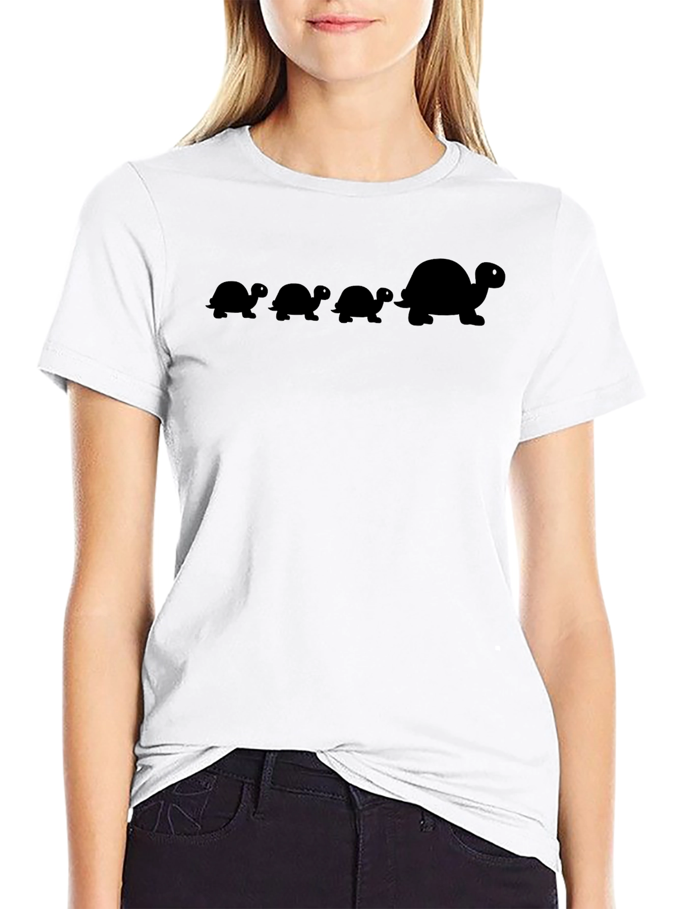 Turtle Family Black Tee