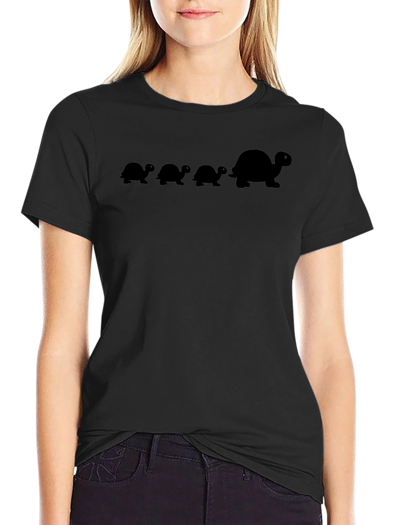 Turtle Family Black Tee