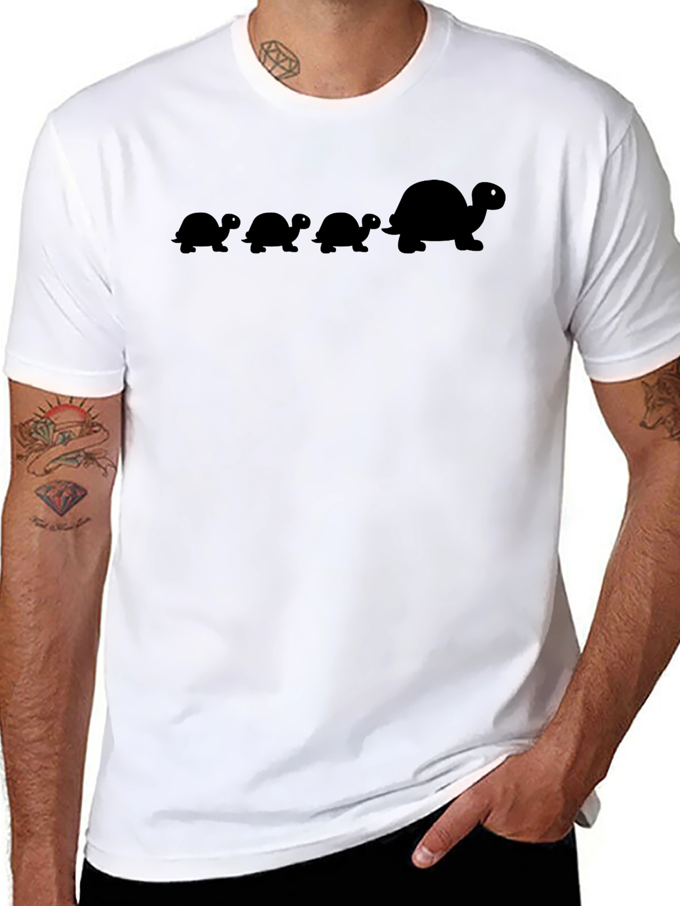 Turtle Family Black Tee