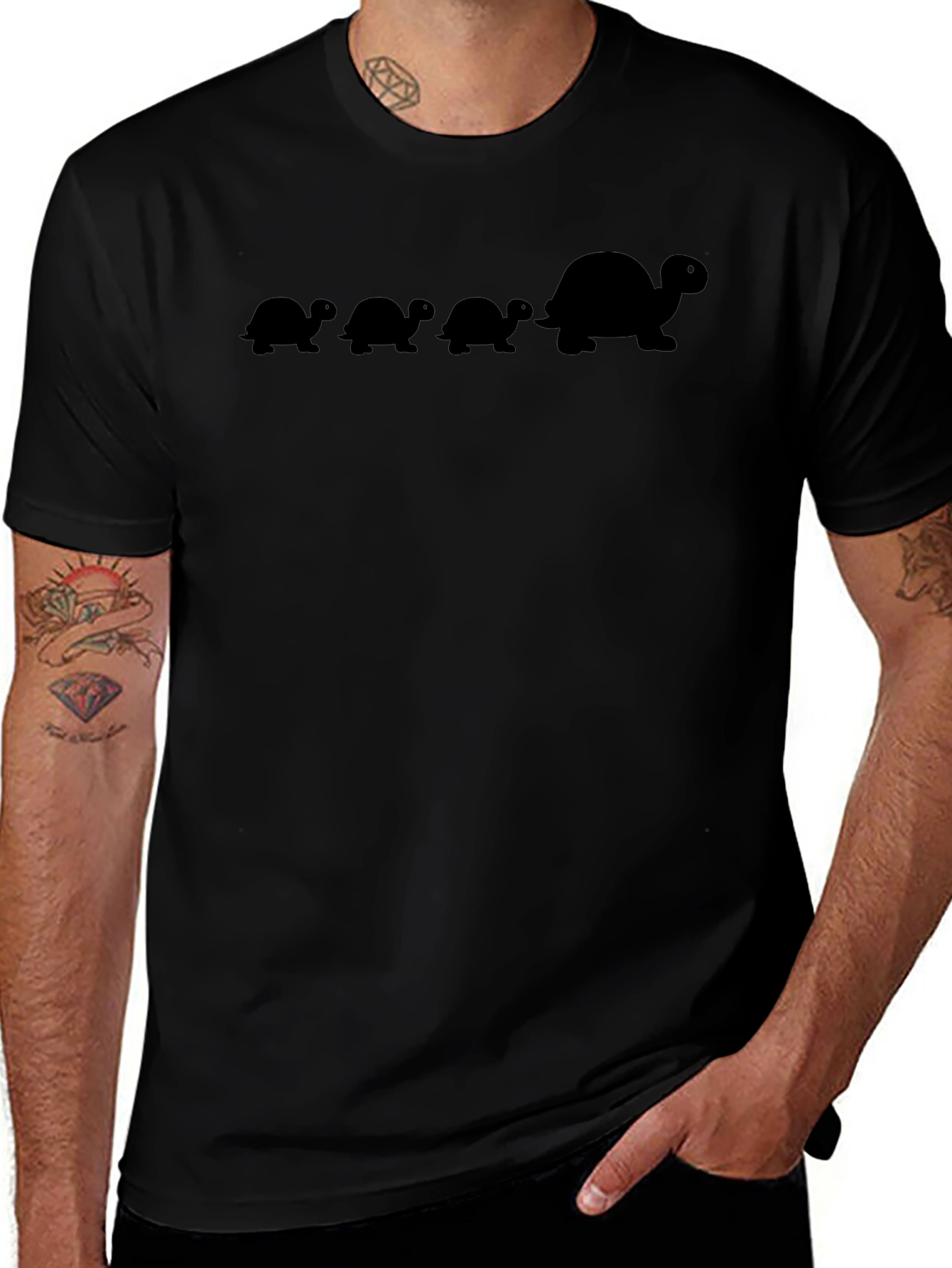 Turtle Family Black Tee