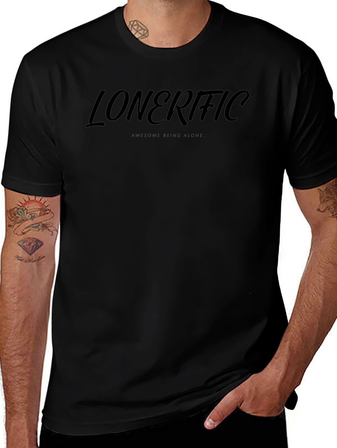 Lonerific - Awesome Being Alone - Black T-Shirt
