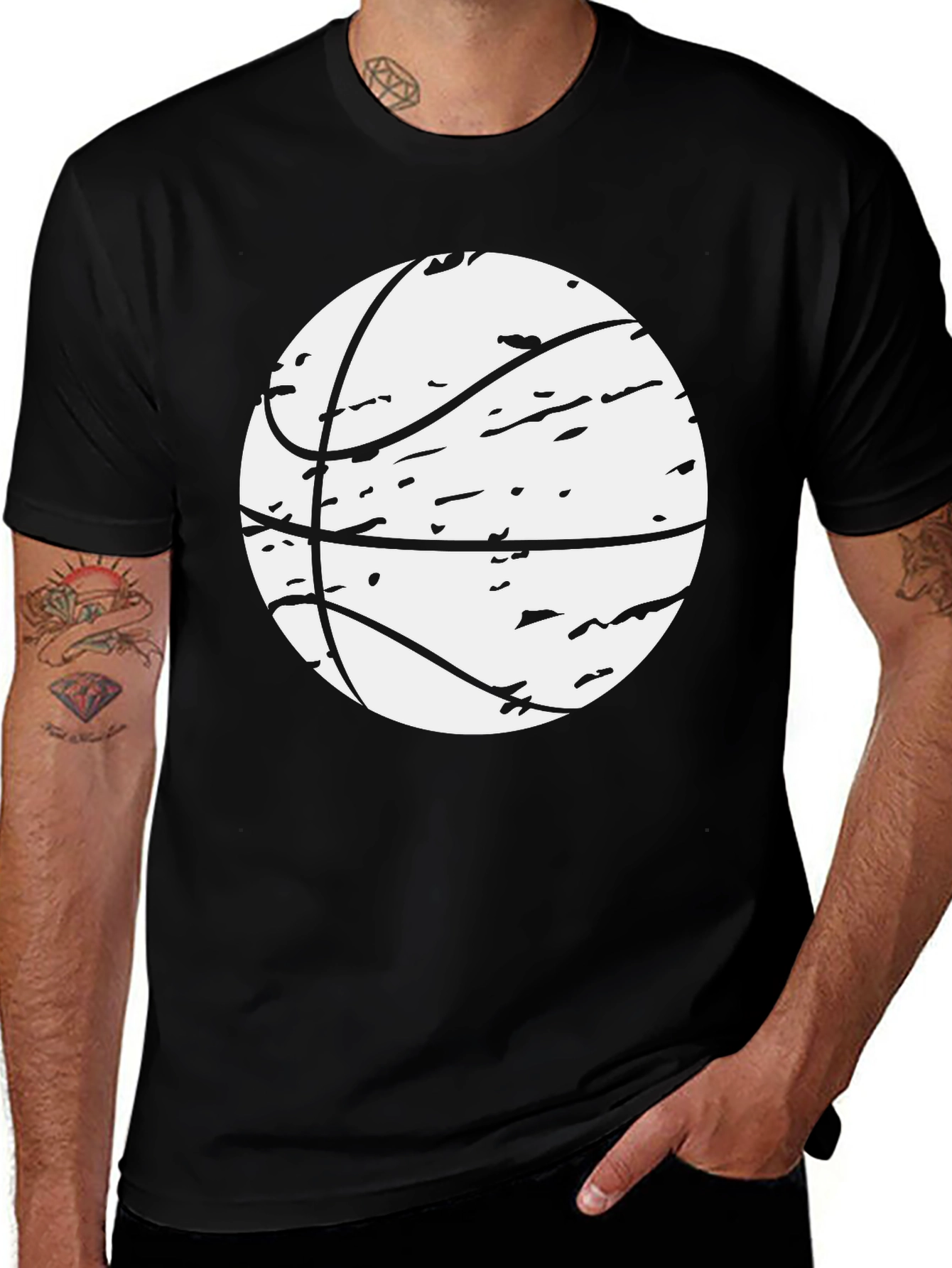 Basketball Graphic Tee - Black Cotton Blend