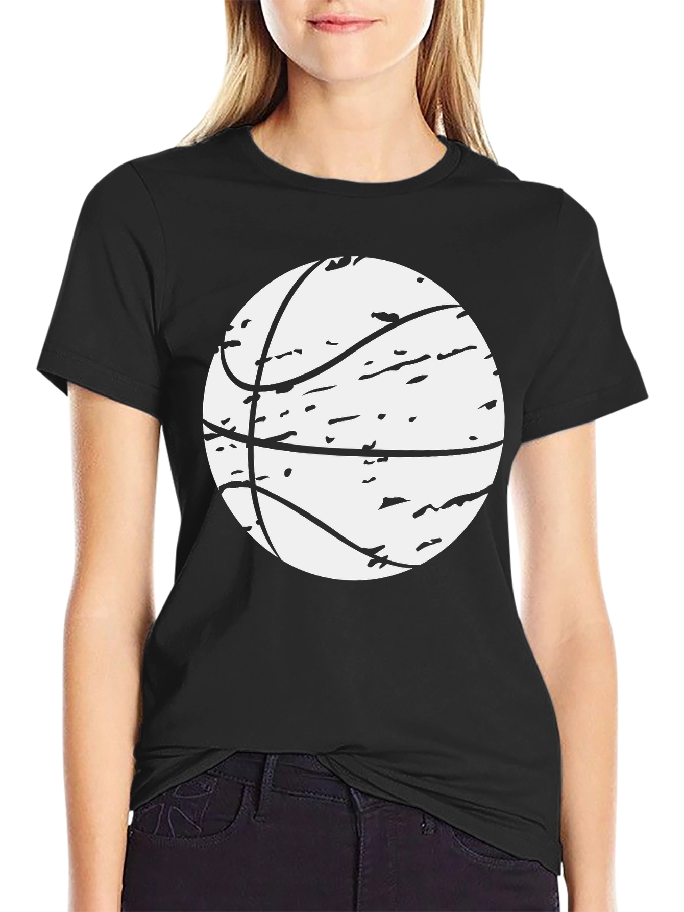 Basketball Graphic Tee - Black Cotton Blend
