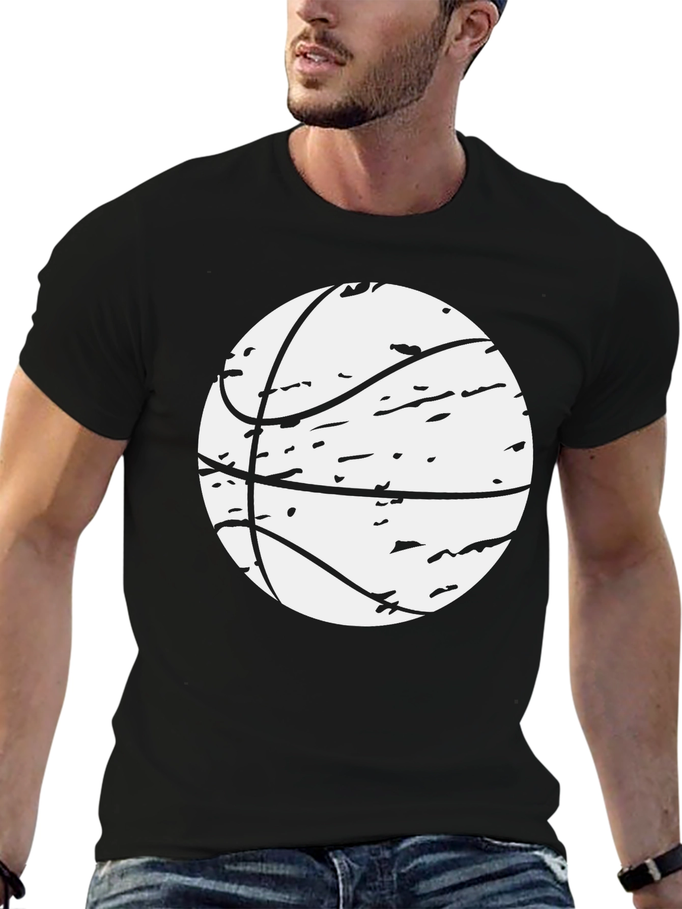 Basketball Graphic Tee - Black Cotton Blend