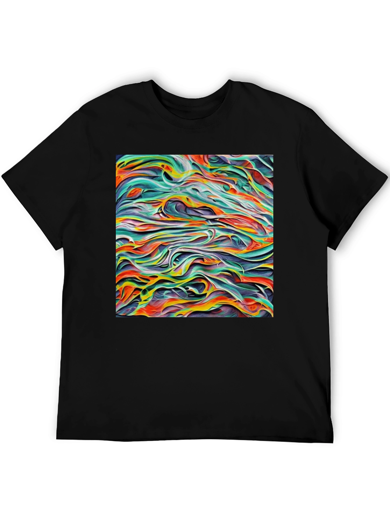 Abstract Swirl Art Black T-Shirt