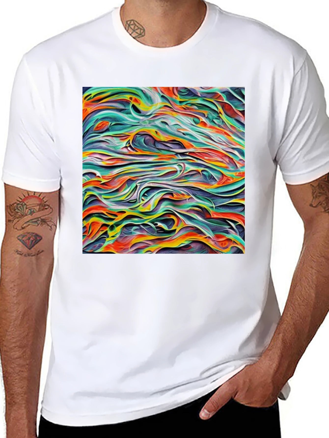 Abstract Swirl Art Black T-Shirt