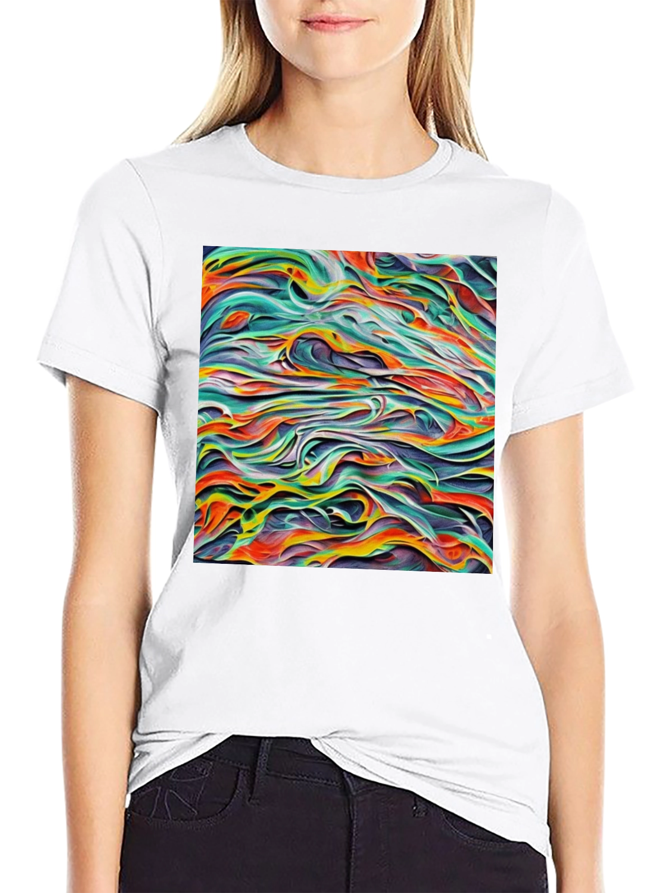 Abstract Swirl Art Black T-Shirt