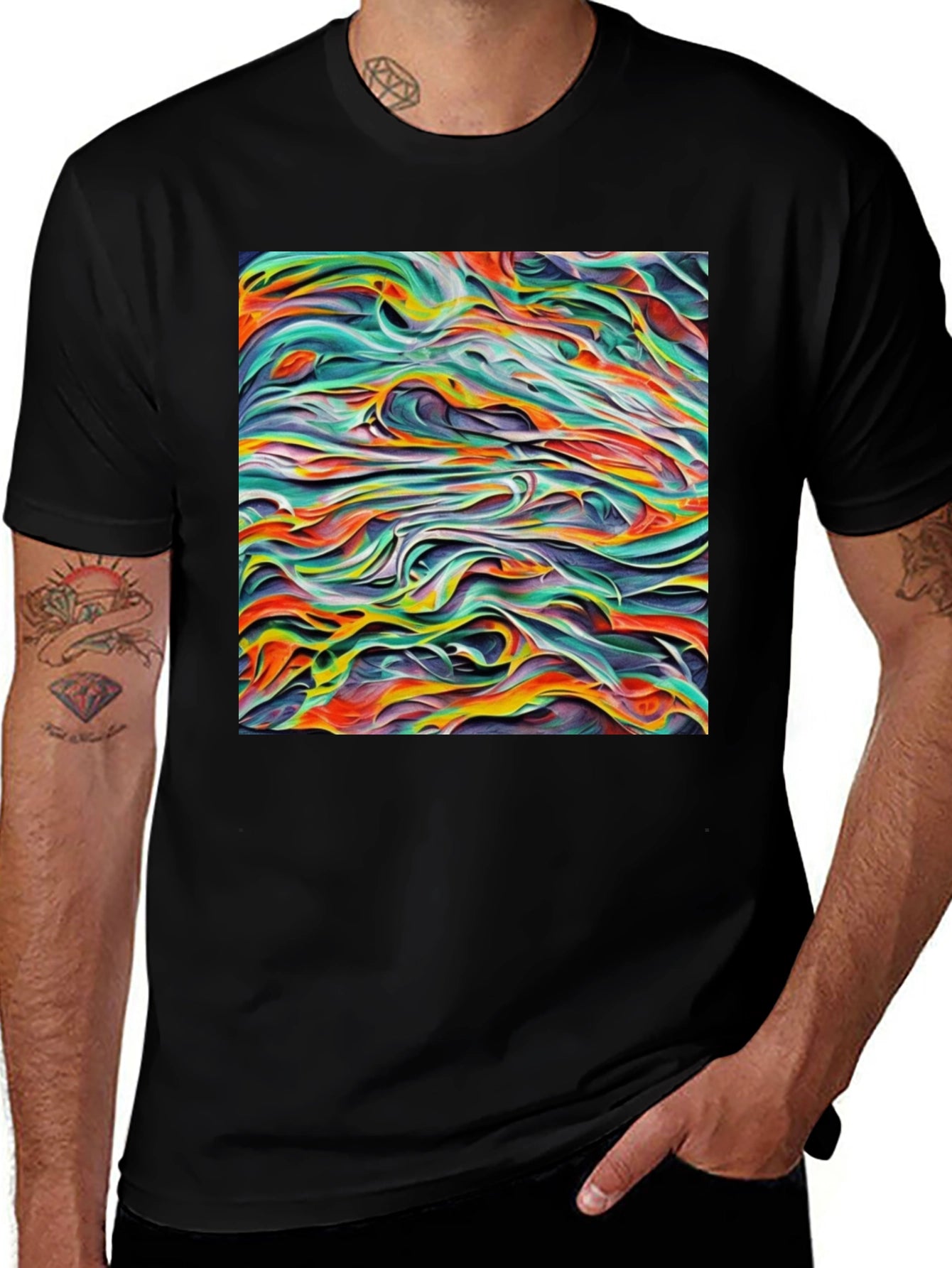 Abstract Swirl Art Black T-Shirt