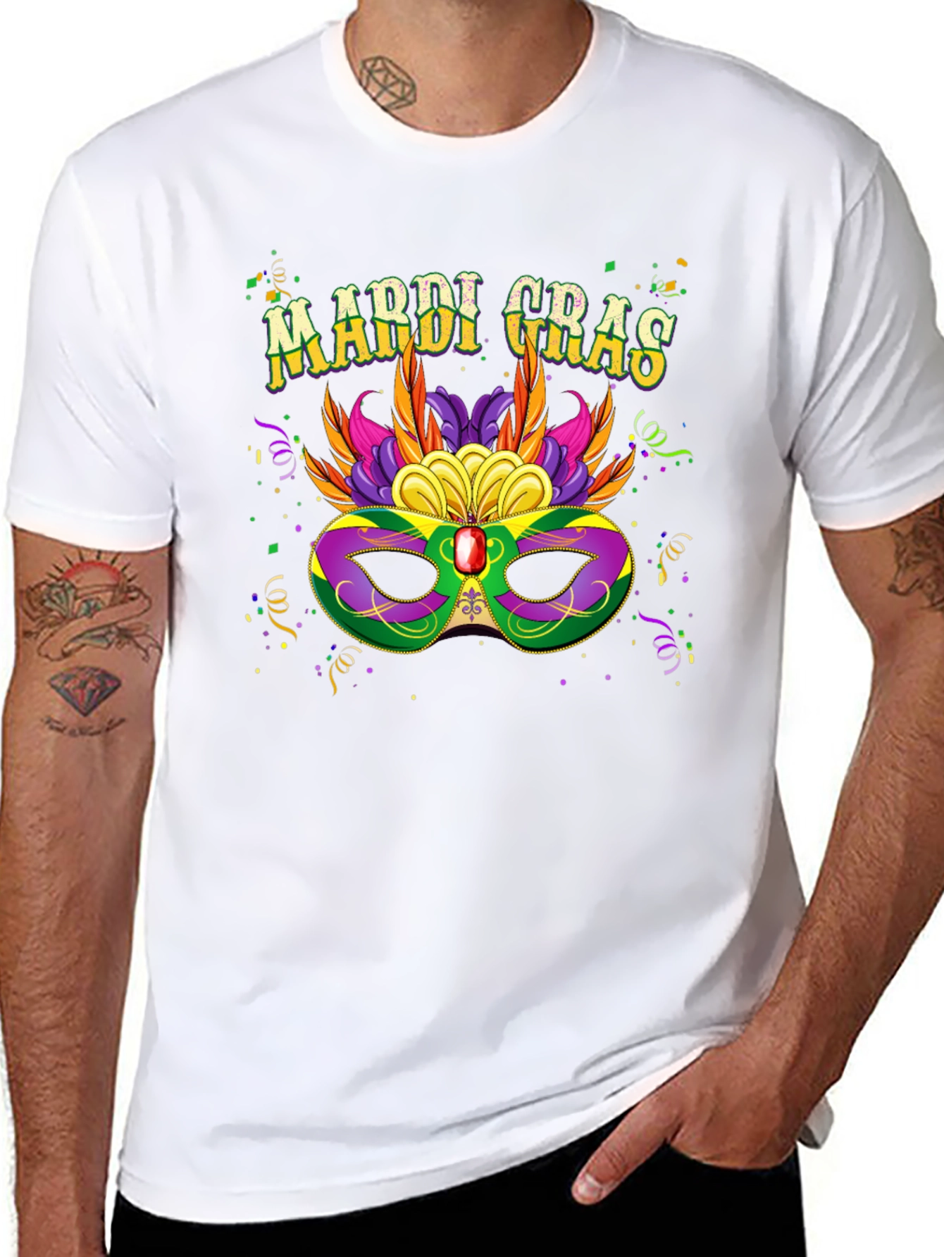Mardi Gras Mask Graphic T-Shirt