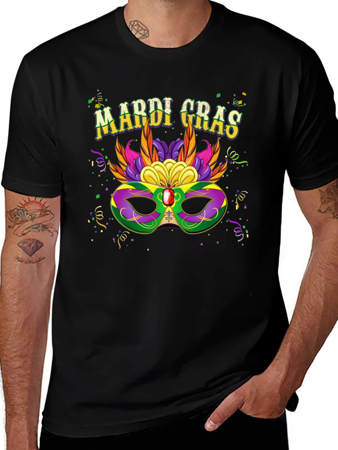 Mardi Gras Mask Graphic T-Shirt