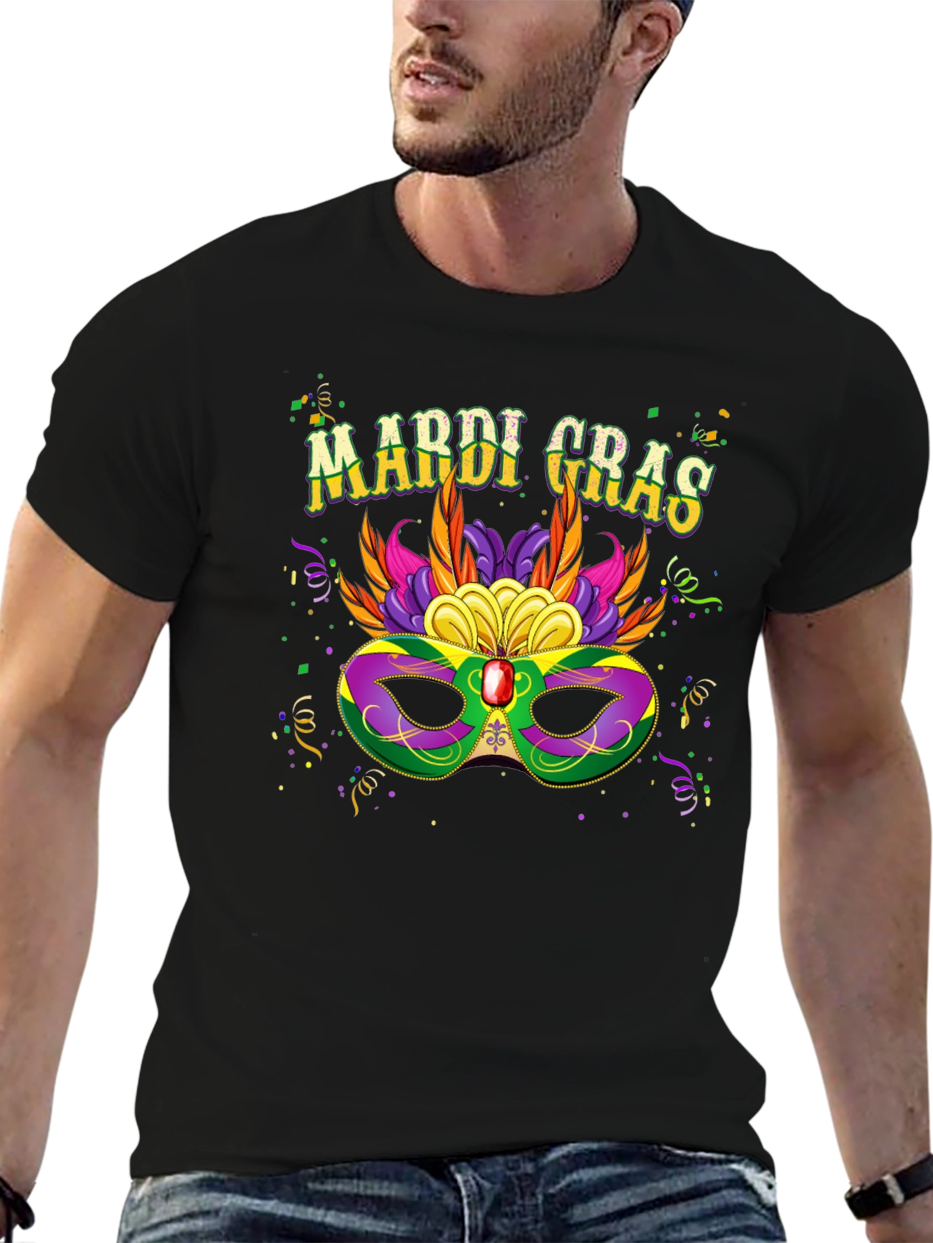 Mardi Gras Mask Graphic T-Shirt