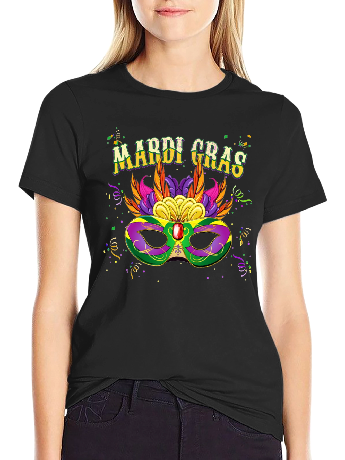 Mardi Gras Mask Graphic T-Shirt