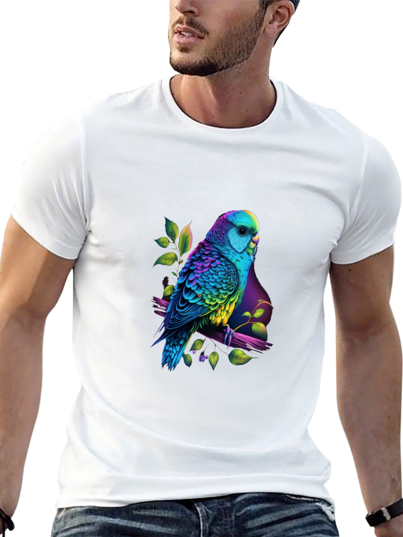 Vibrant Parrot Graphic Tee - Unique Bird Lovers T-Shirt