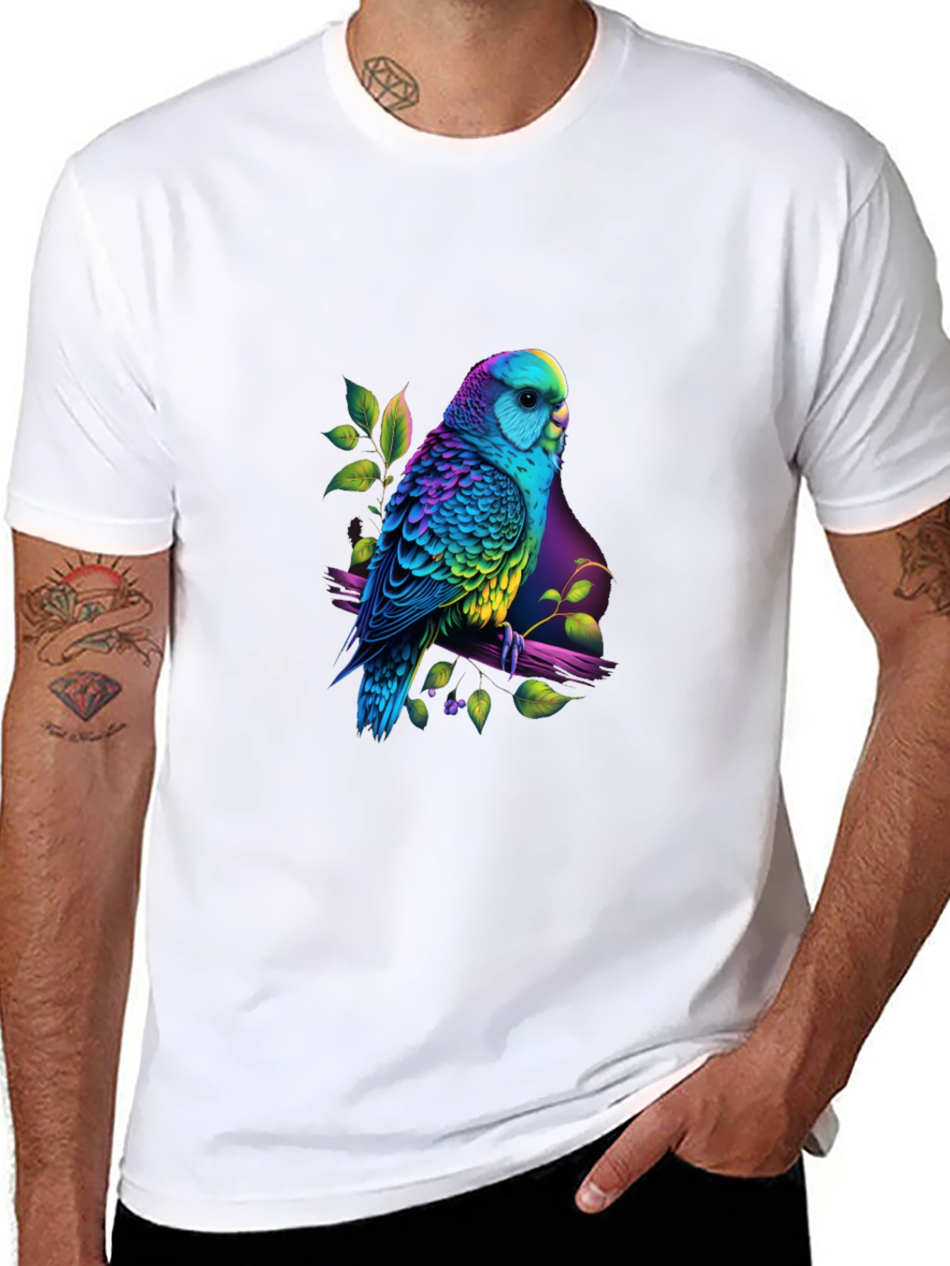 Vibrant Parrot Graphic Tee - Unique Bird Lovers T-Shirt