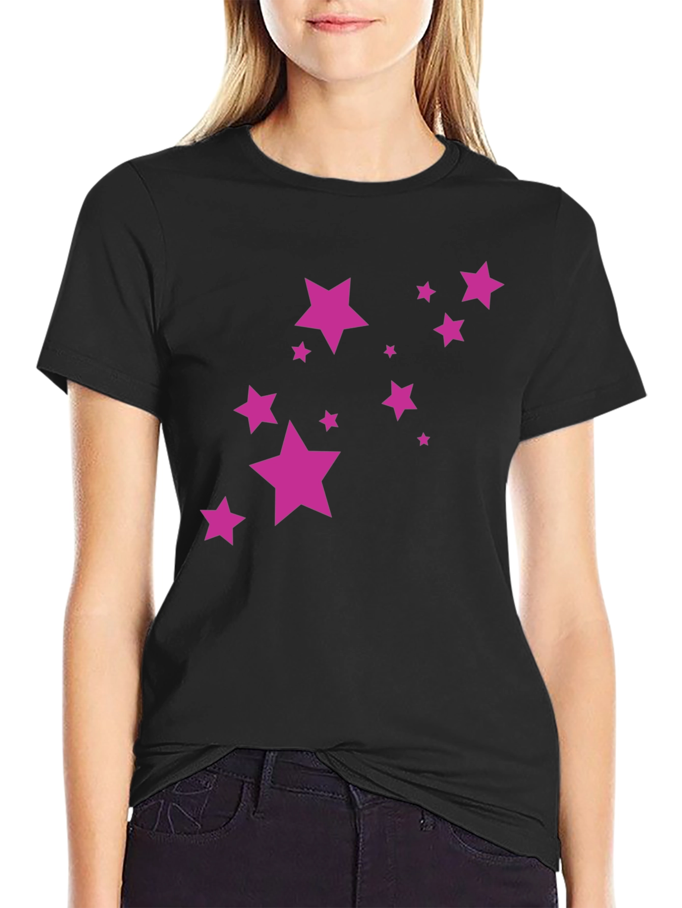 Stylish Black Tee with Star Graphic