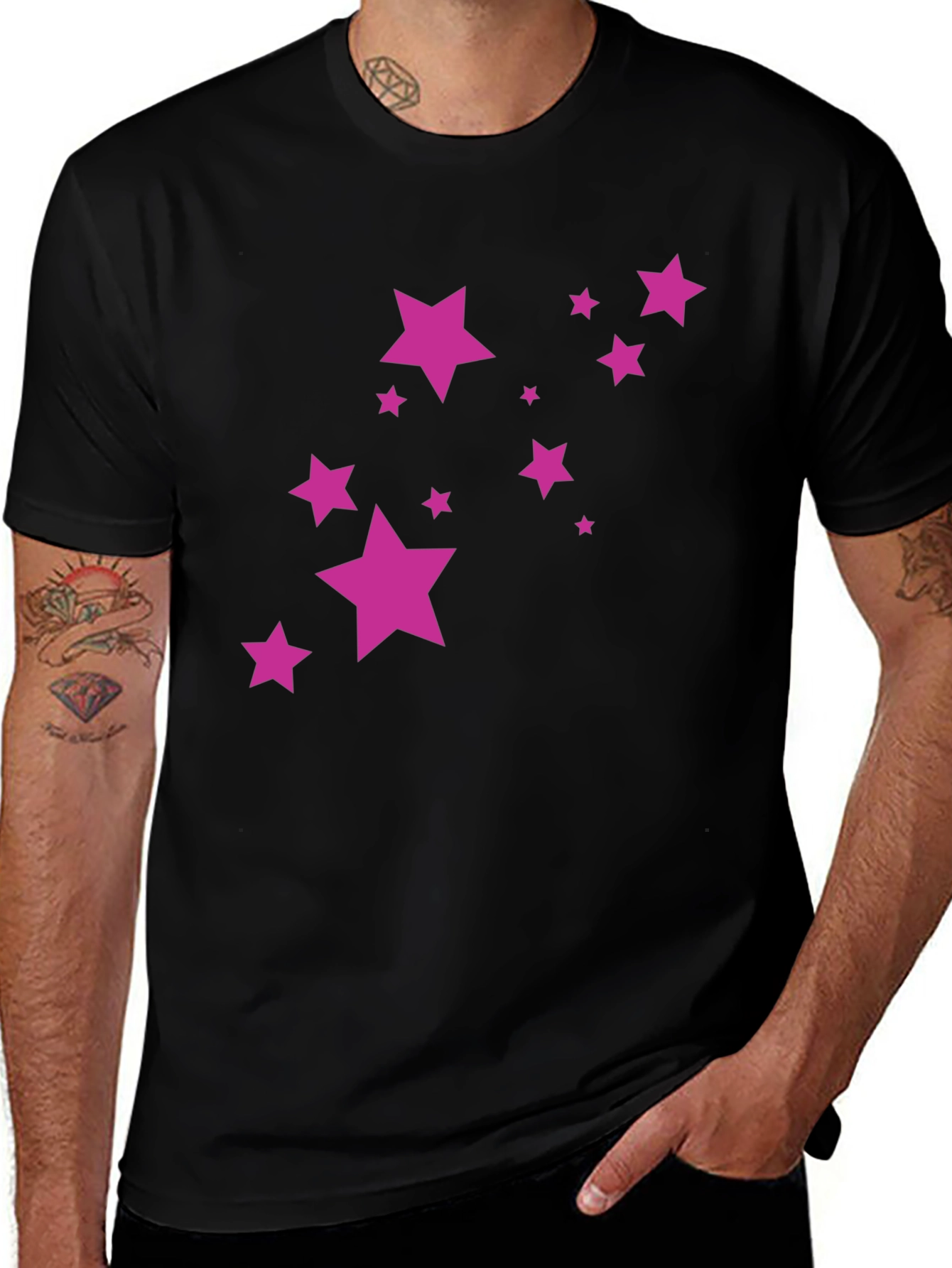 Stylish Black Tee with Star Graphic