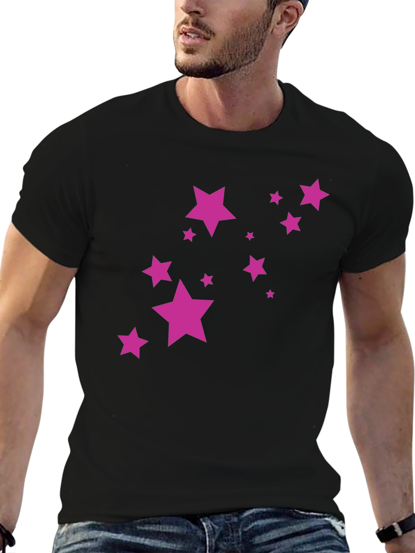 Stylish Black Tee with Star Graphic