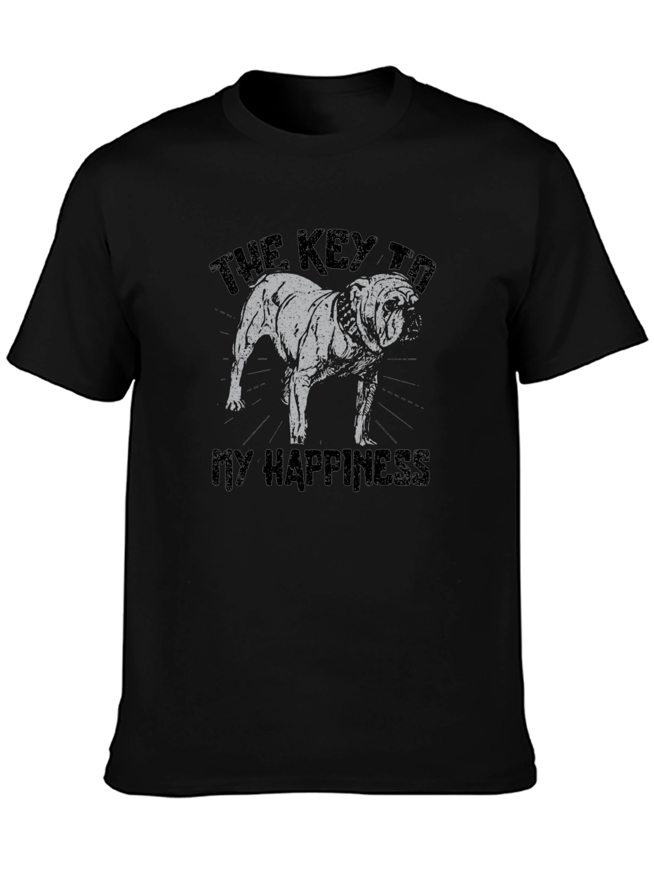 Bulldog Happiness Graphic T-Shirt - Black