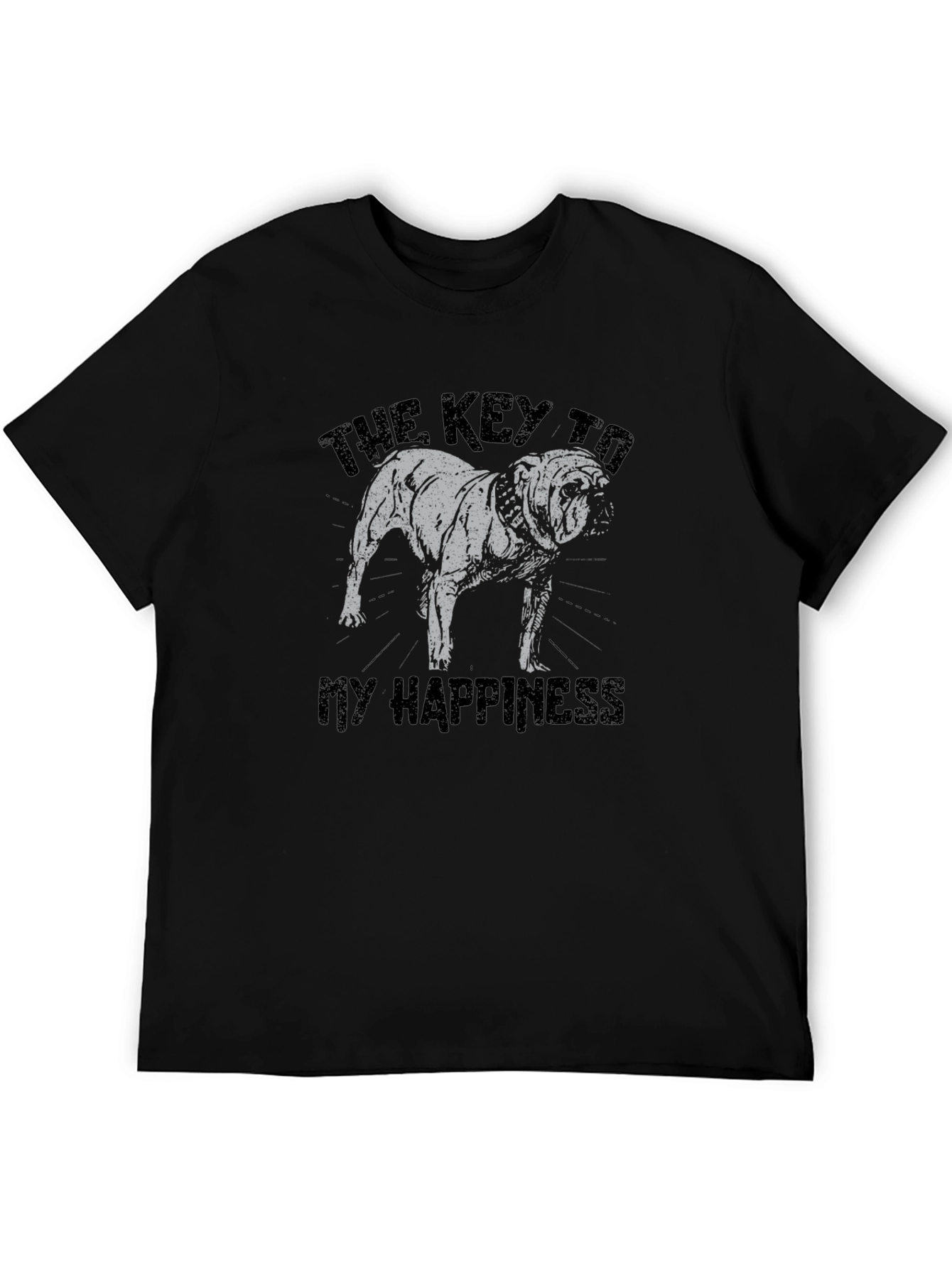 Bulldog Happiness Graphic T-Shirt - Black
