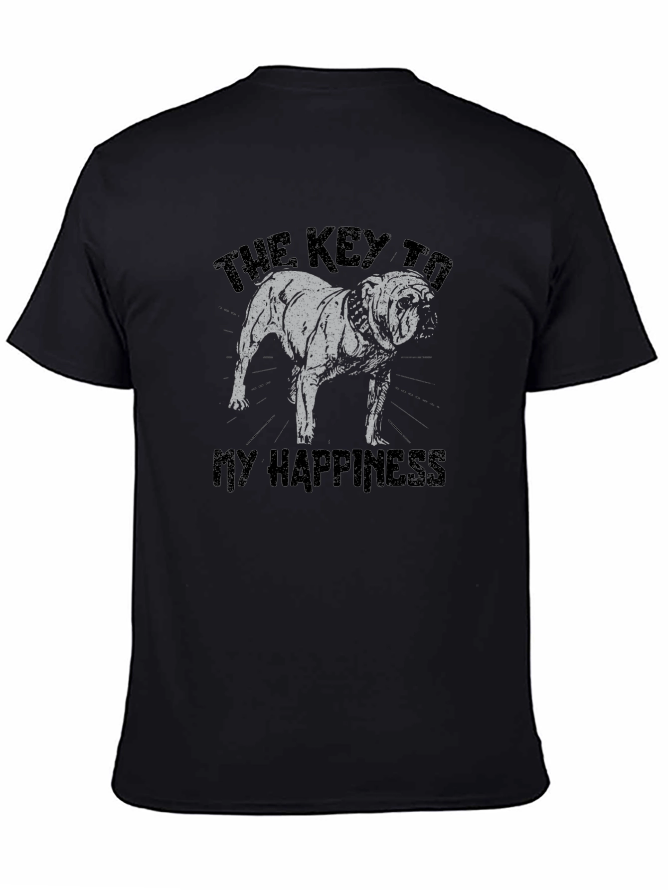 Bulldog Happiness Graphic T-Shirt - Black