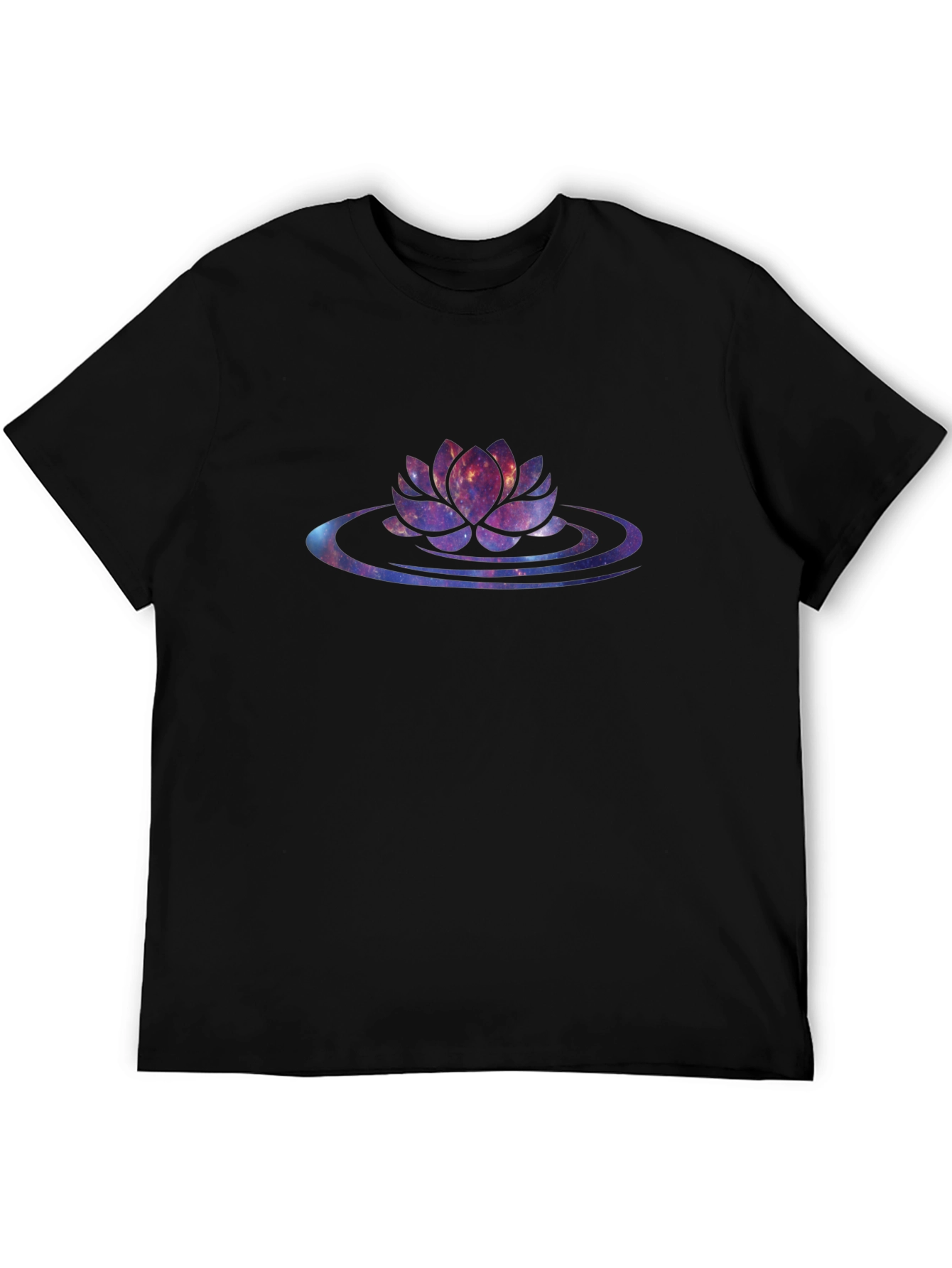 Galaxy Lotus Flower Black T-Shirt